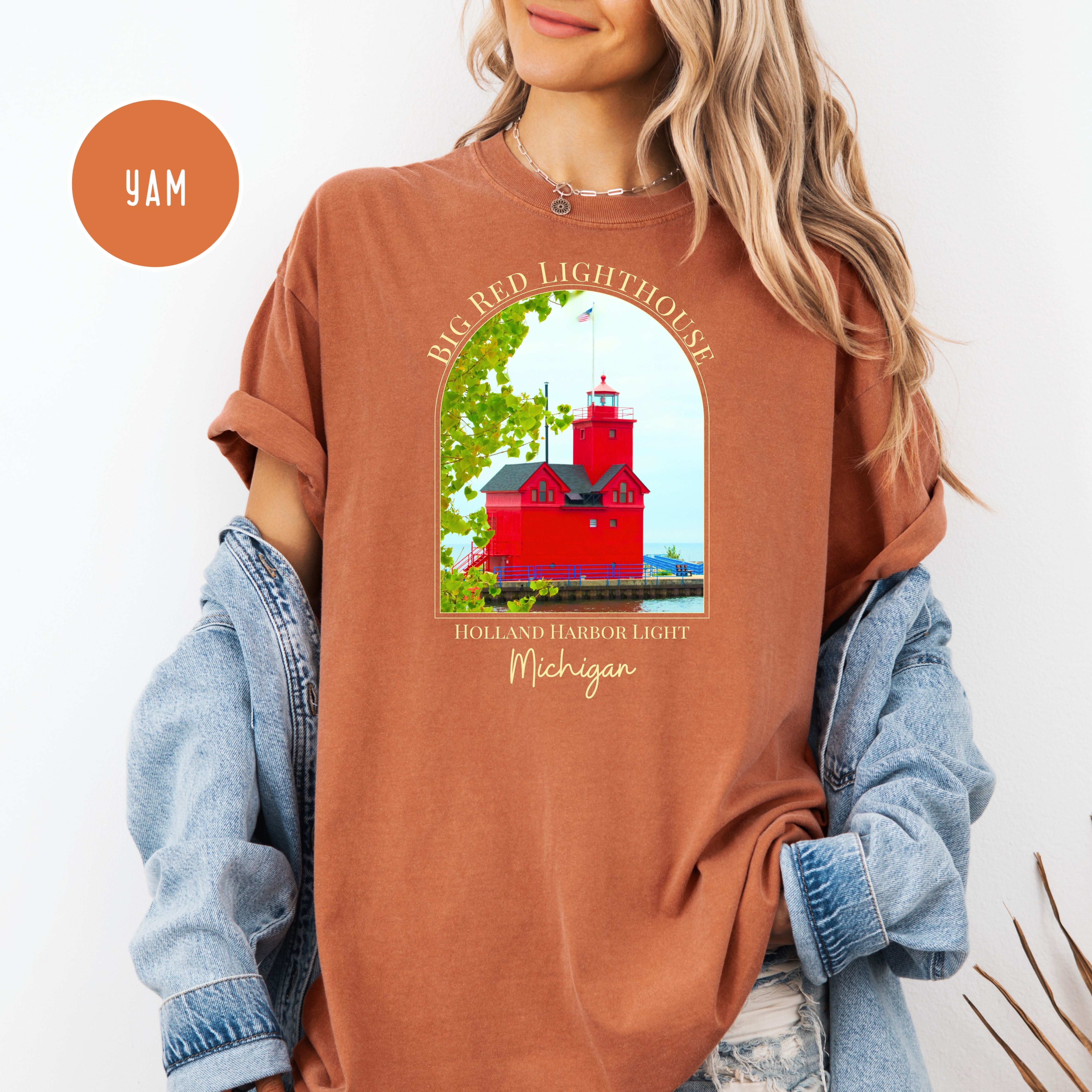 Big Red Lighthouse Michigan Comfort Colors Tee