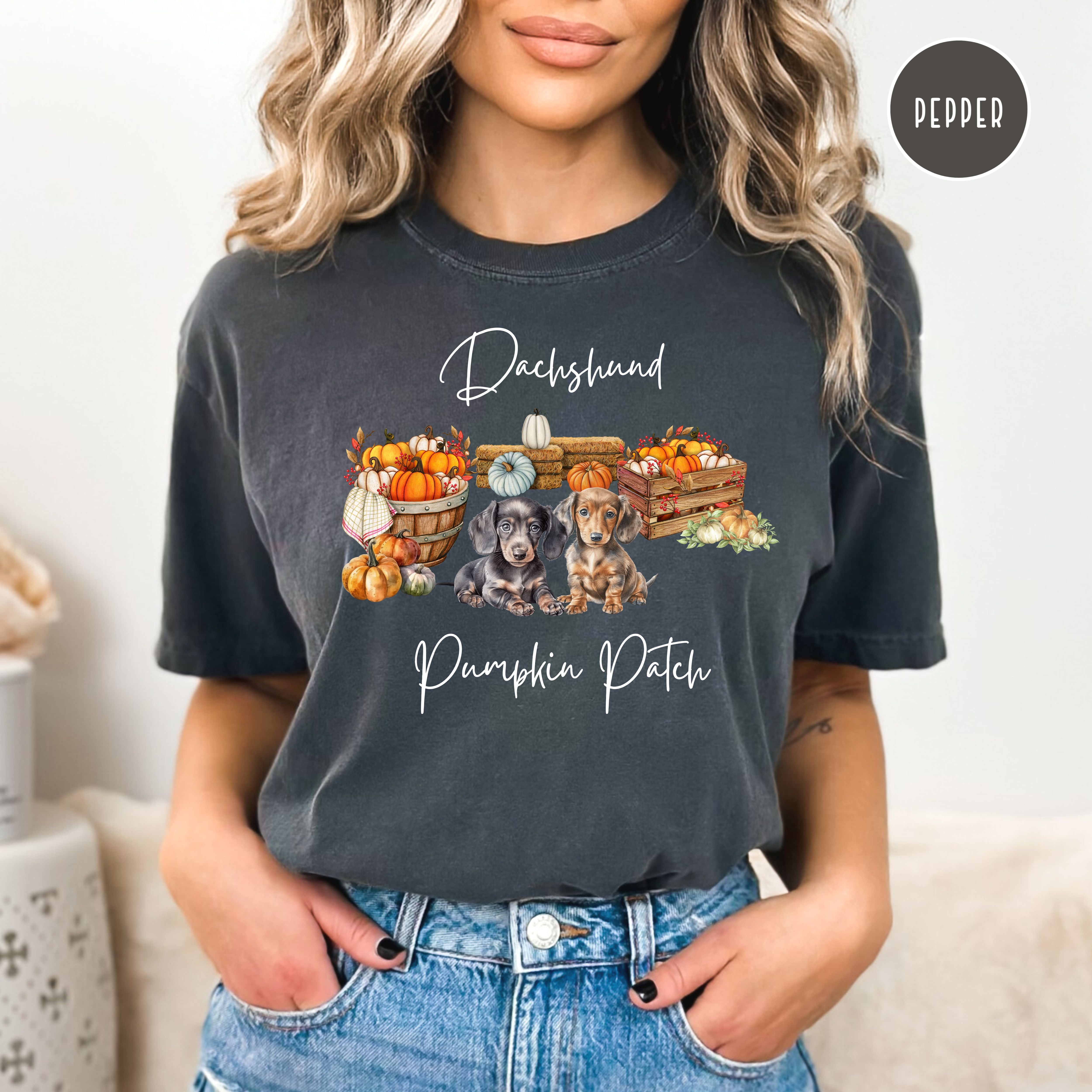 Dachshund Pumpkin Patch Comfort Colors® Thanksgiving Tee