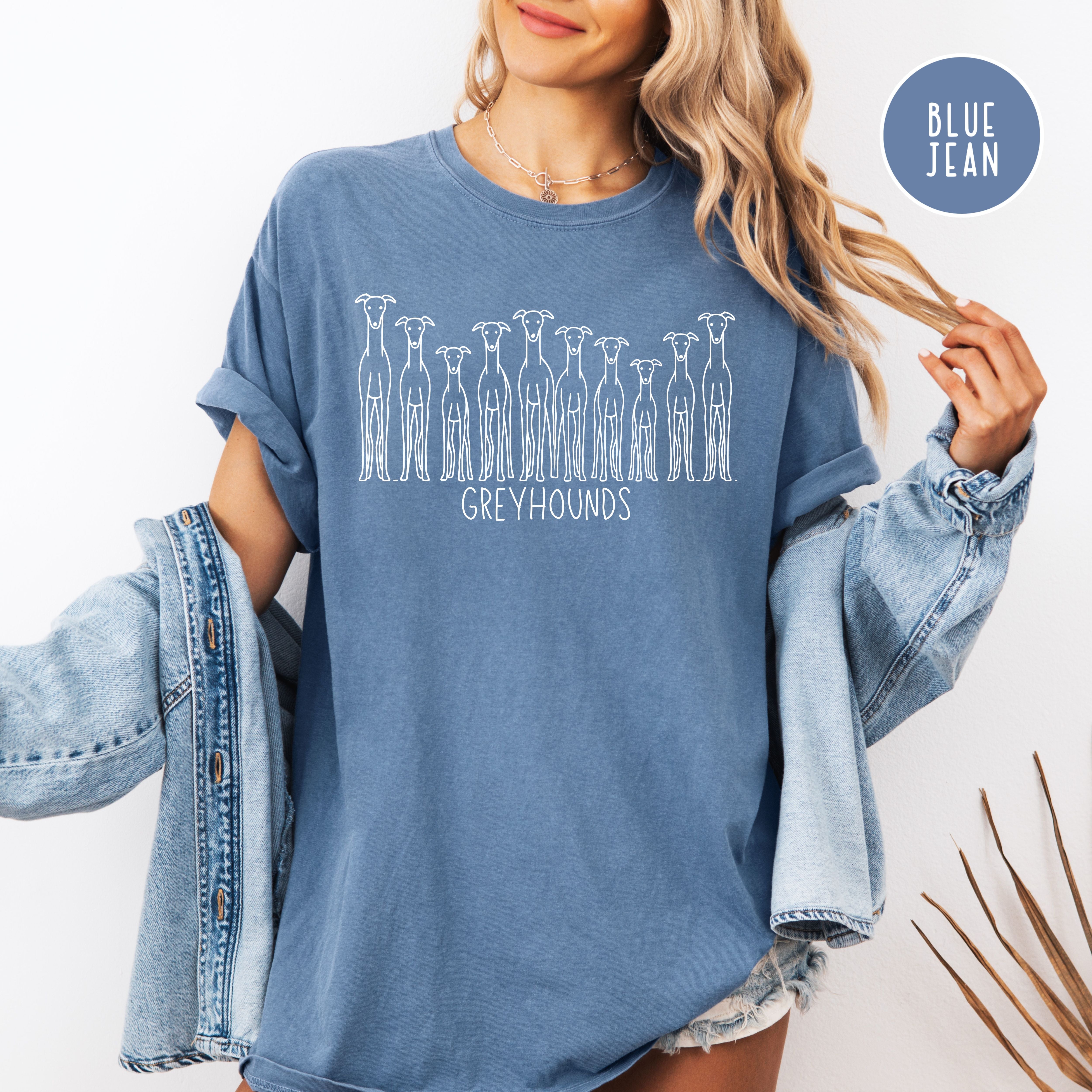 Greyhound Lover Unisex Comfort Colors T-Shirt, Rows of Greyhounds, Dog Lover Shirt, Animal Lover Shirt