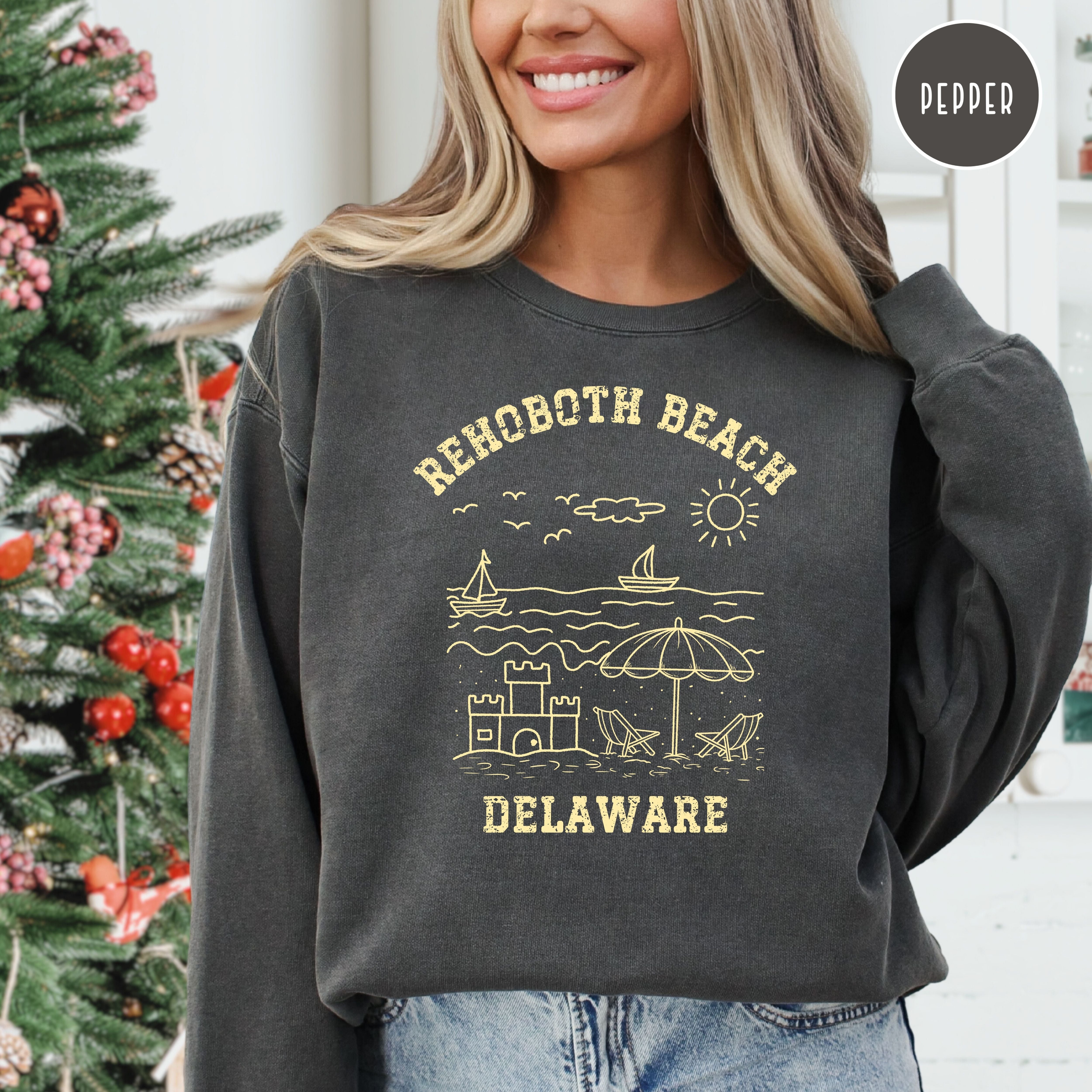 Rehoboth Beach Grunge Style Comfort Colors® Sweatshirt