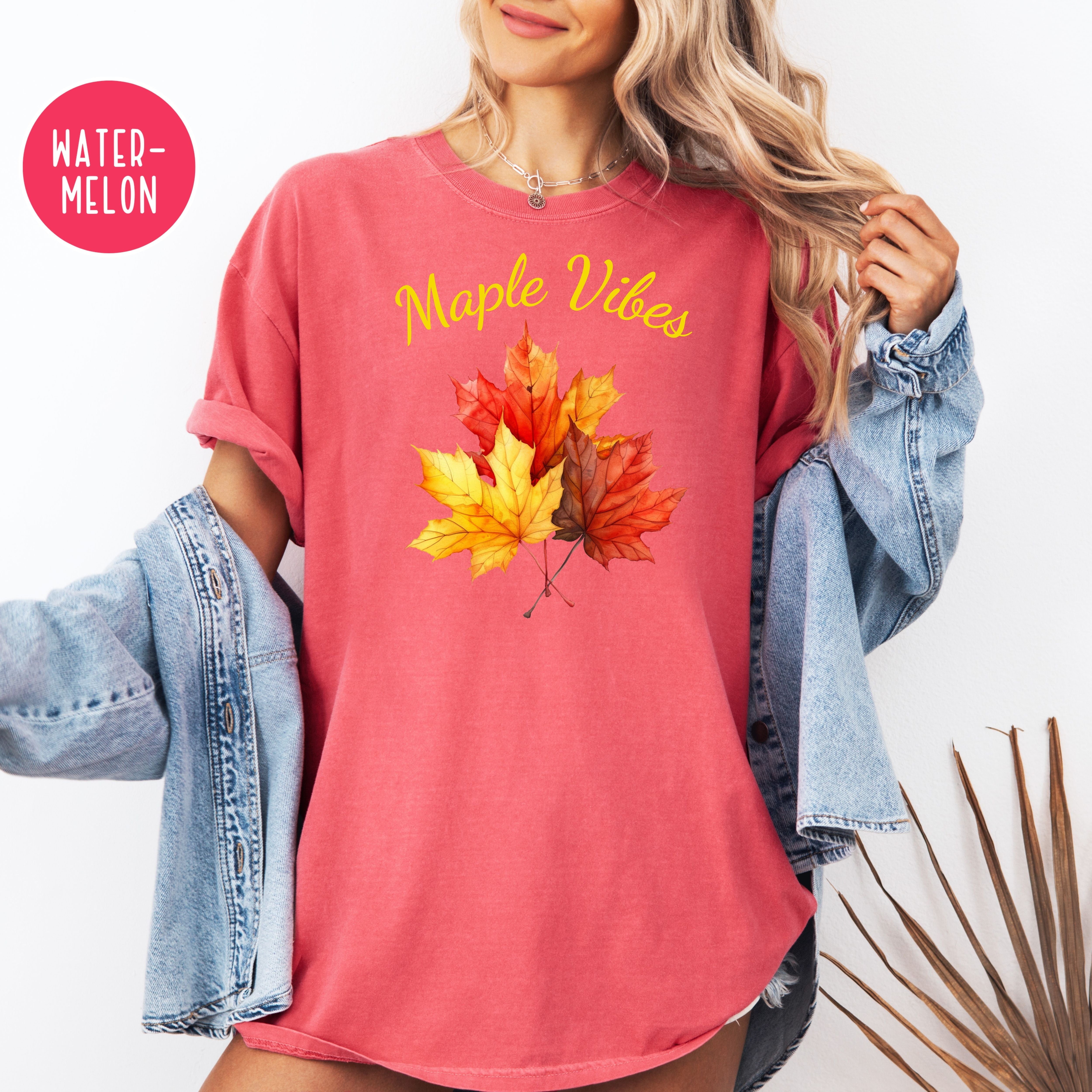 Maple Vibes Fall Leaves Comfort Colors Autumn Gift Shirt