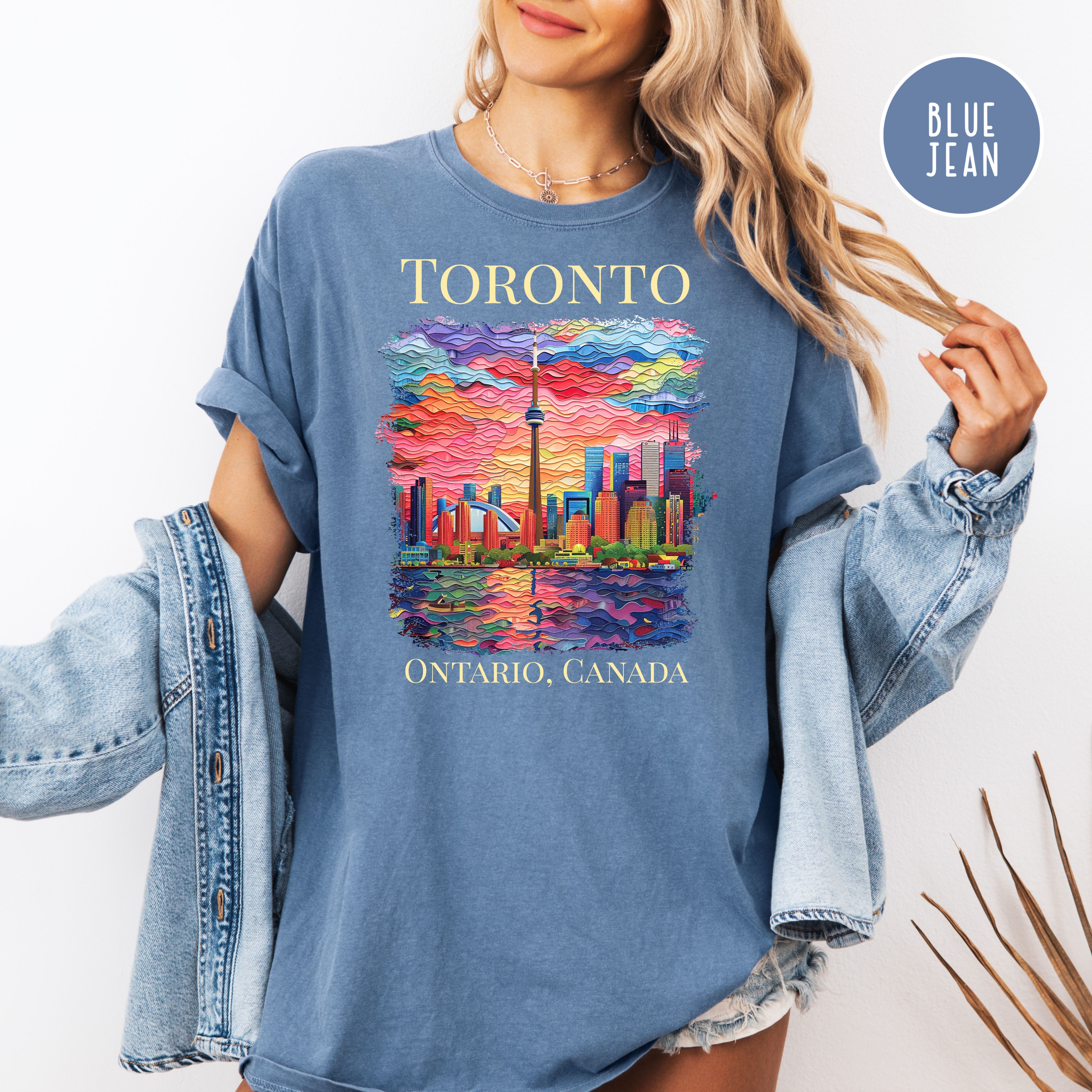 Toronto Ontario Canada Skyline Comfort Colors Gift Tee Shirt, Toronto Faux Texture Shirt