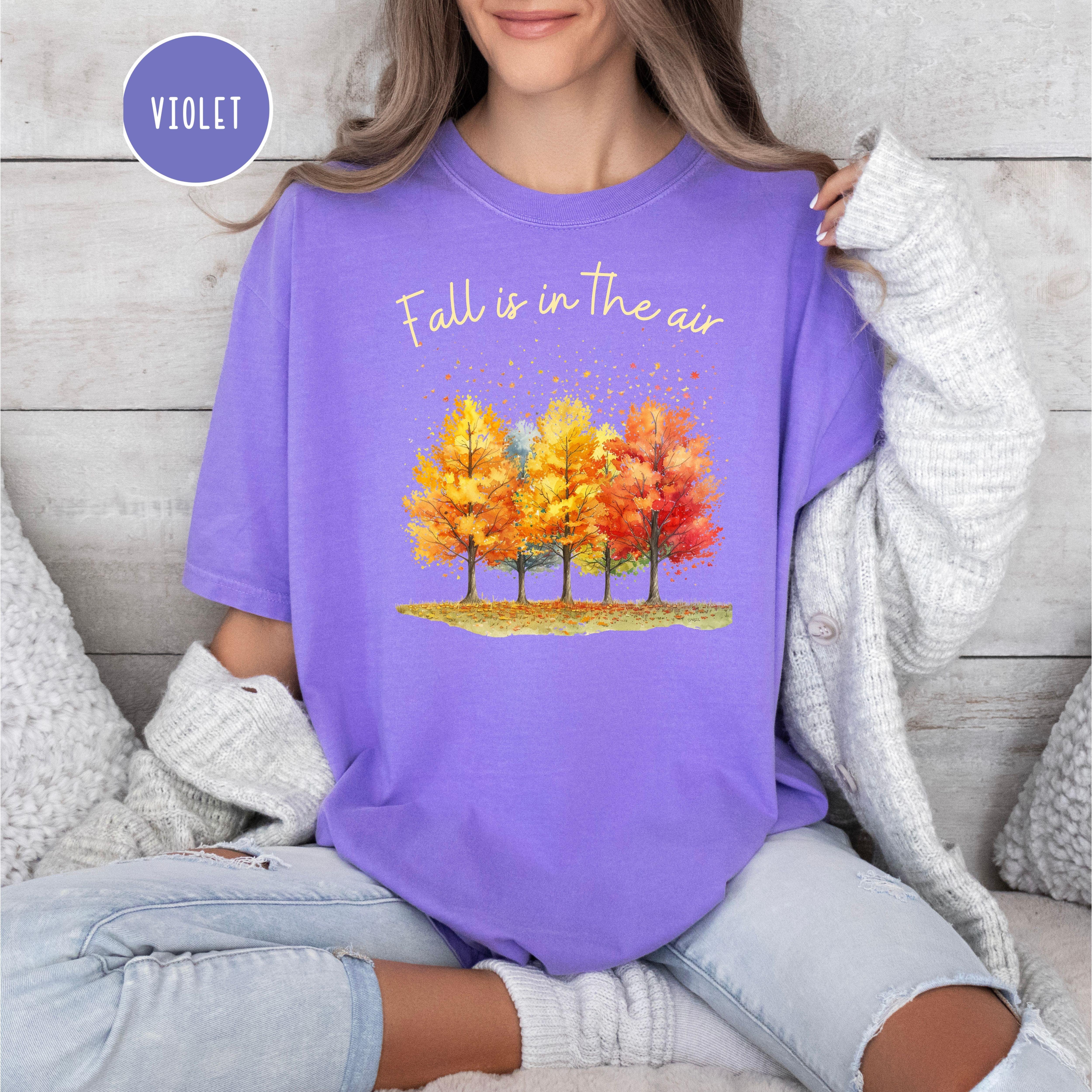 Fall is in The Air Autumn Vibes Colorful Fall Leaves Comfort Colors Tee
