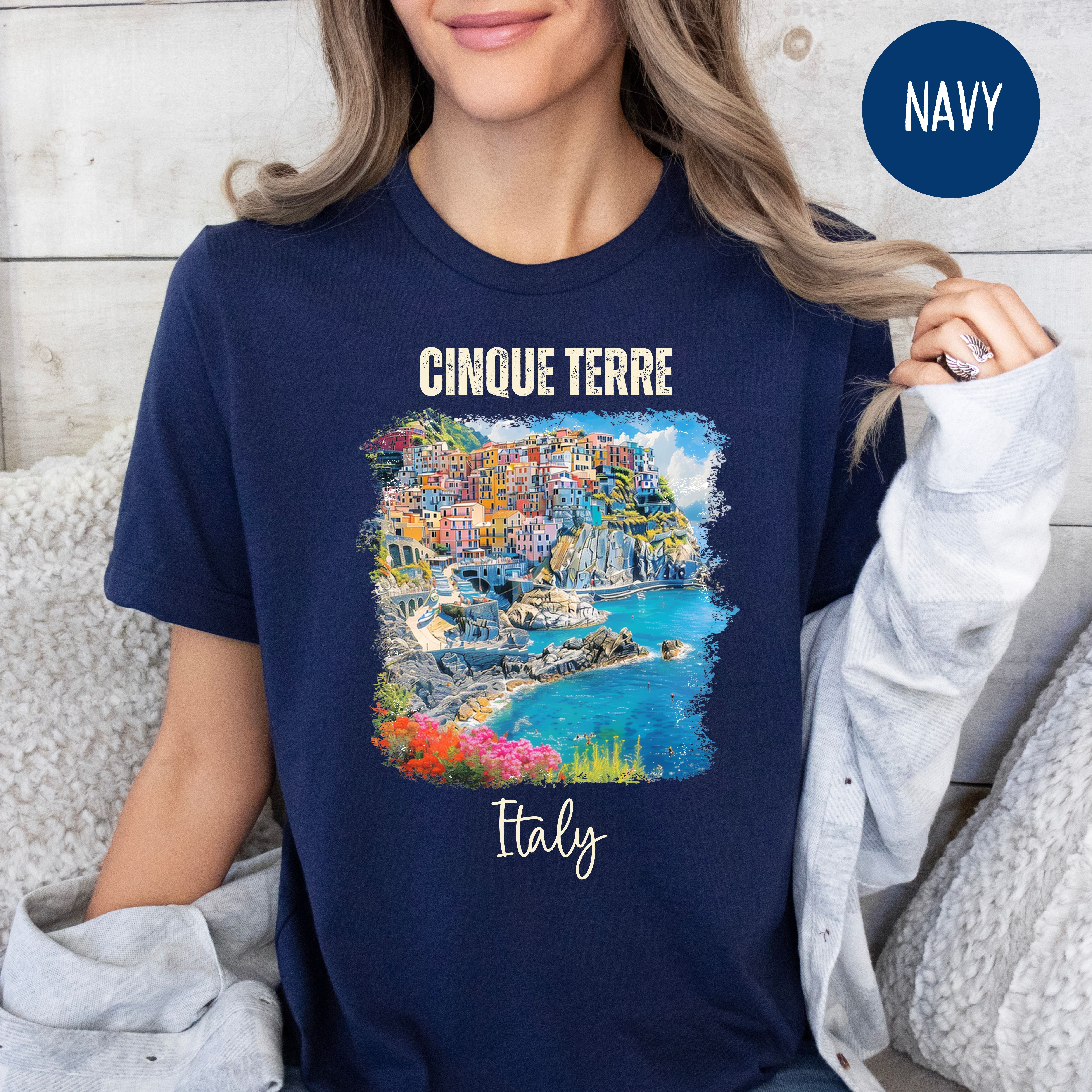 Cinque Terre Italian Beach Town Shirt, Italy Lover Bella Canvas Tee