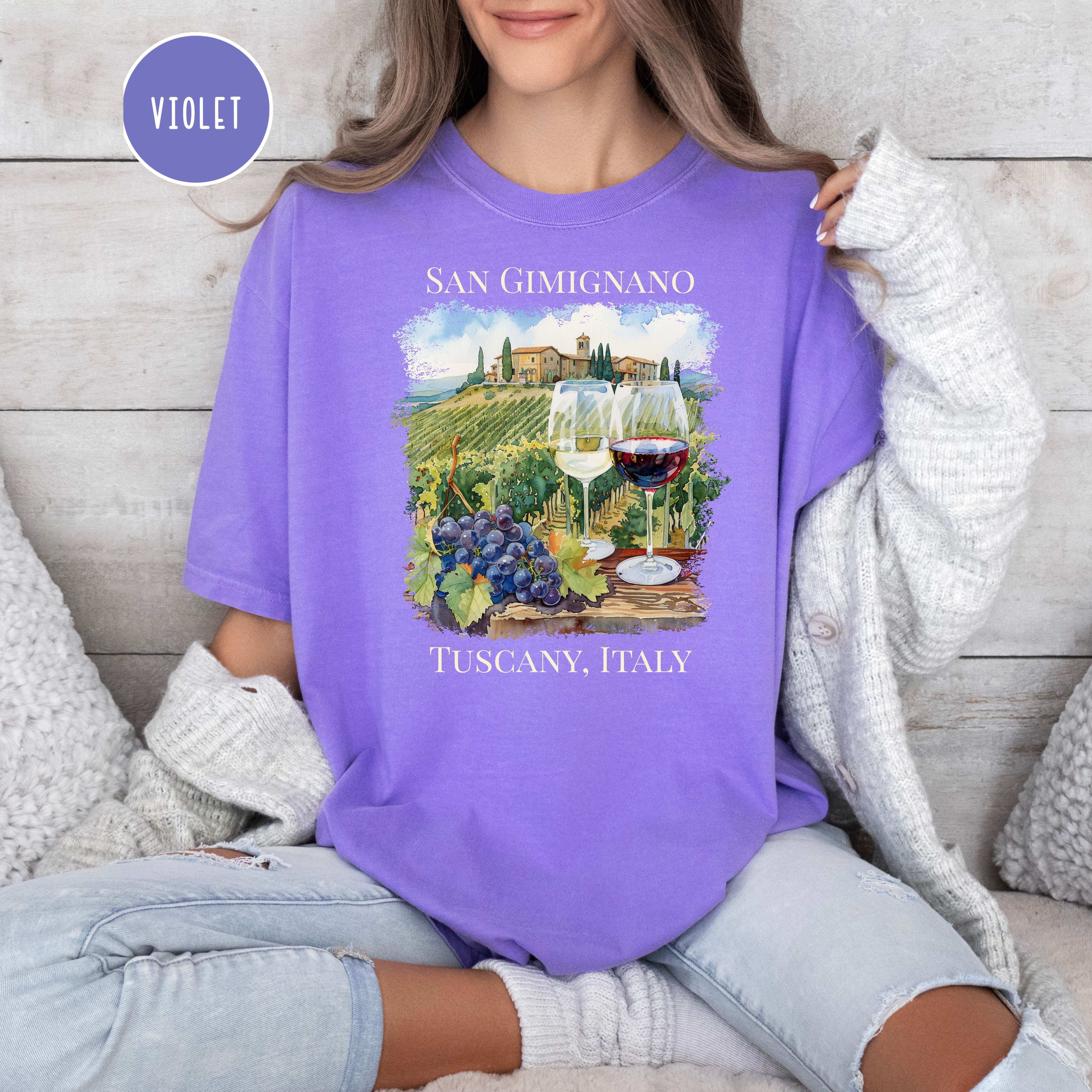 San Gimignano Tuscany Vineyard Italy Comfort Colors Vacation Gift Tee