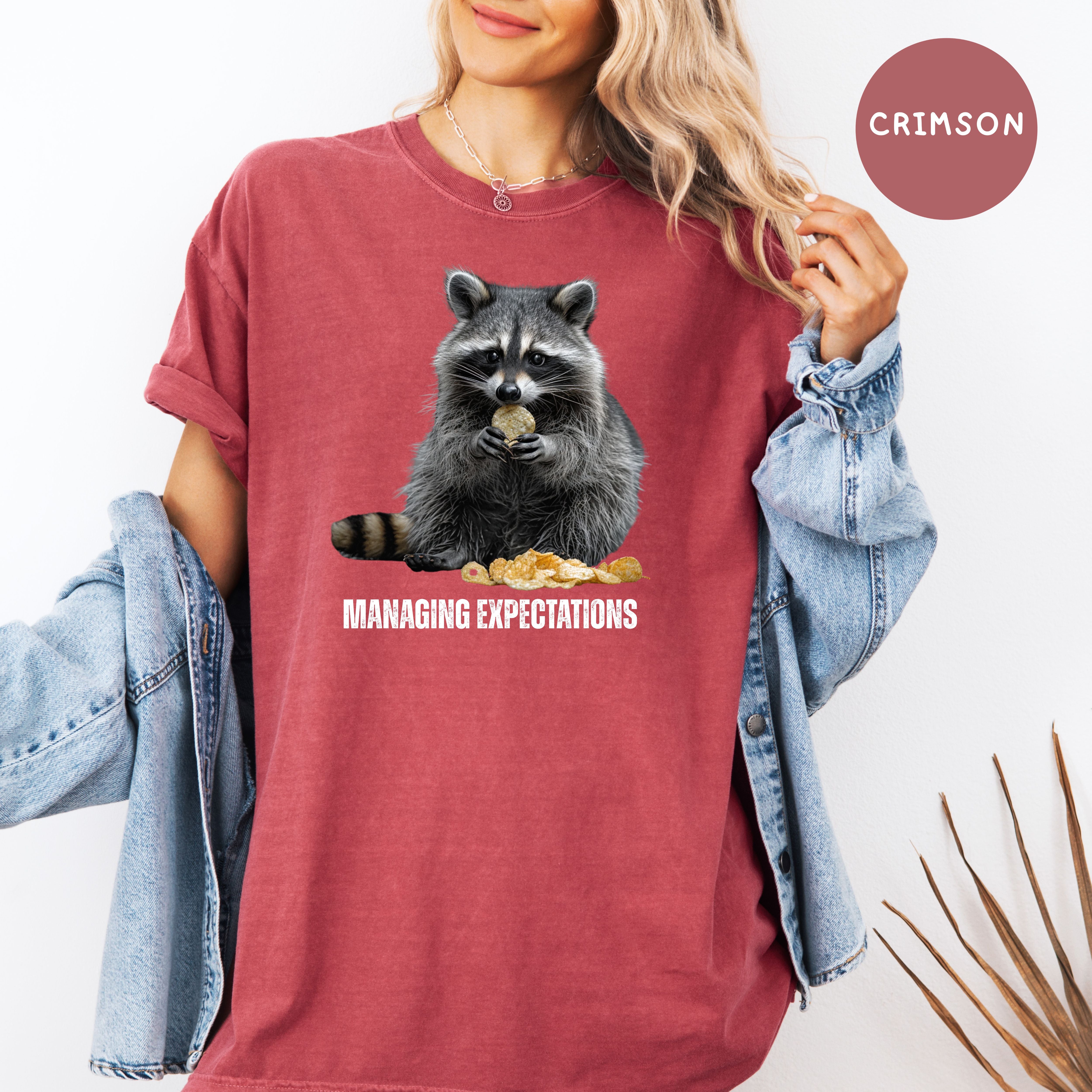 Funny Raccoon Munching Chips Comfort Colors T-Shirt, Animal Meme Shirt, Funny Gift Tee, Raccoon Lover Tee