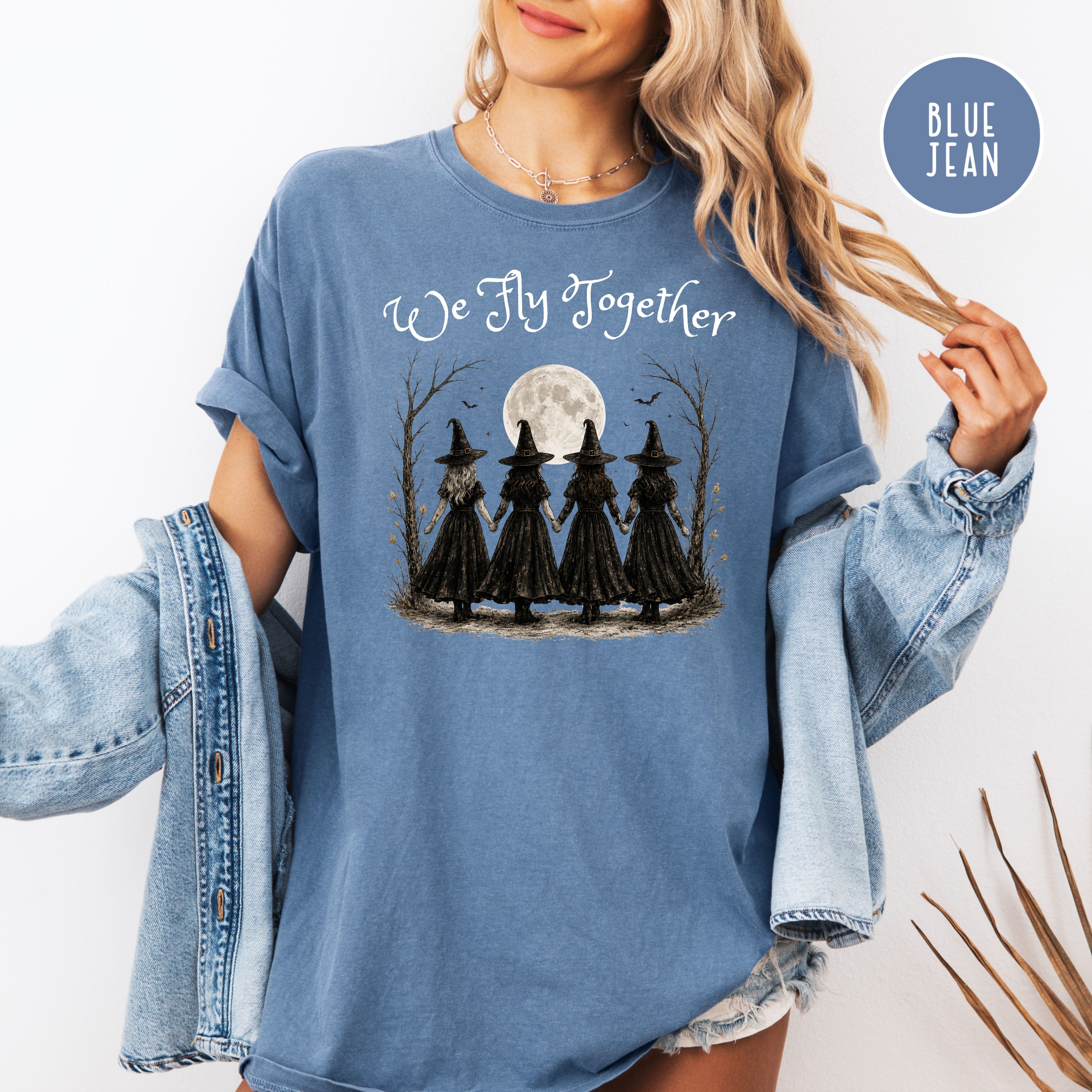 We Fly Together Halloween Witches Shirt, Comfort Colors Halloween T-Shirt, Funny Halloween Shirt, Halloween Party Shirt, Halloween Gift Tee