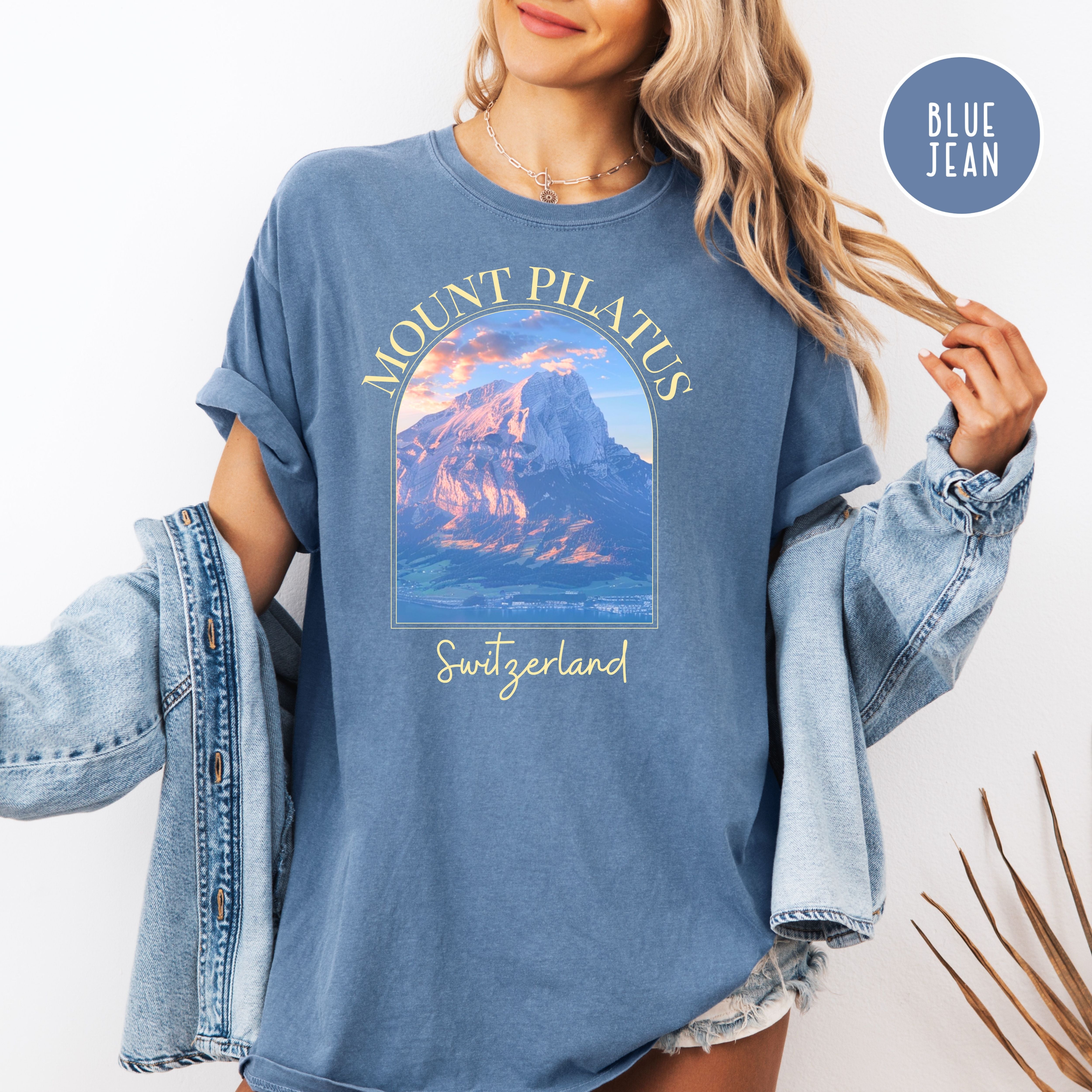Mt Pilatus Switzerland Comfort Colors Tee, Dragon Mountain Switzerland