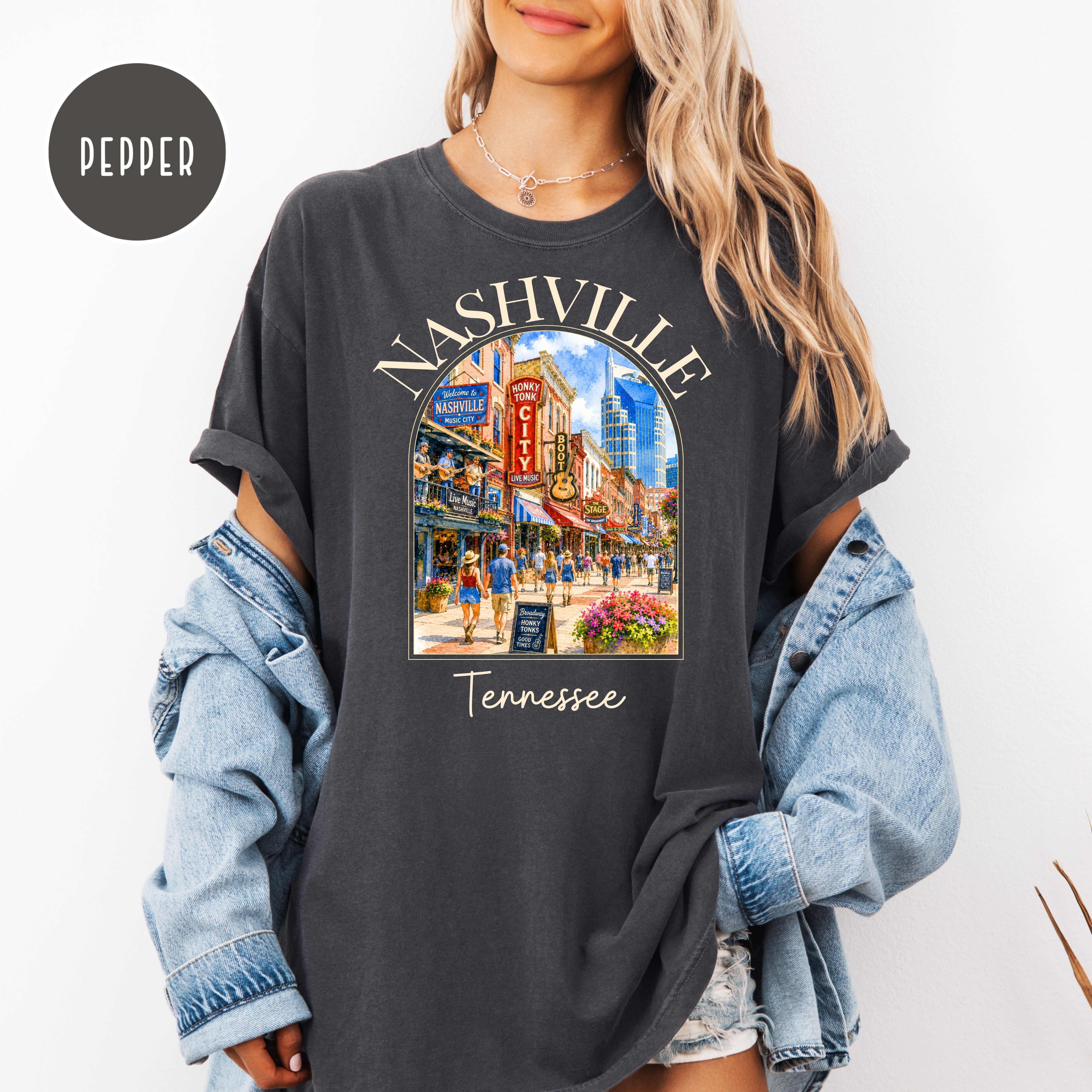 Nashville Tennessee Music Lover Unisex Comfort Colors Travel T-Shirt, Nashville Lover Gift Shirt, Tennessee Gift Shirt, Nashvillian Gift Tee