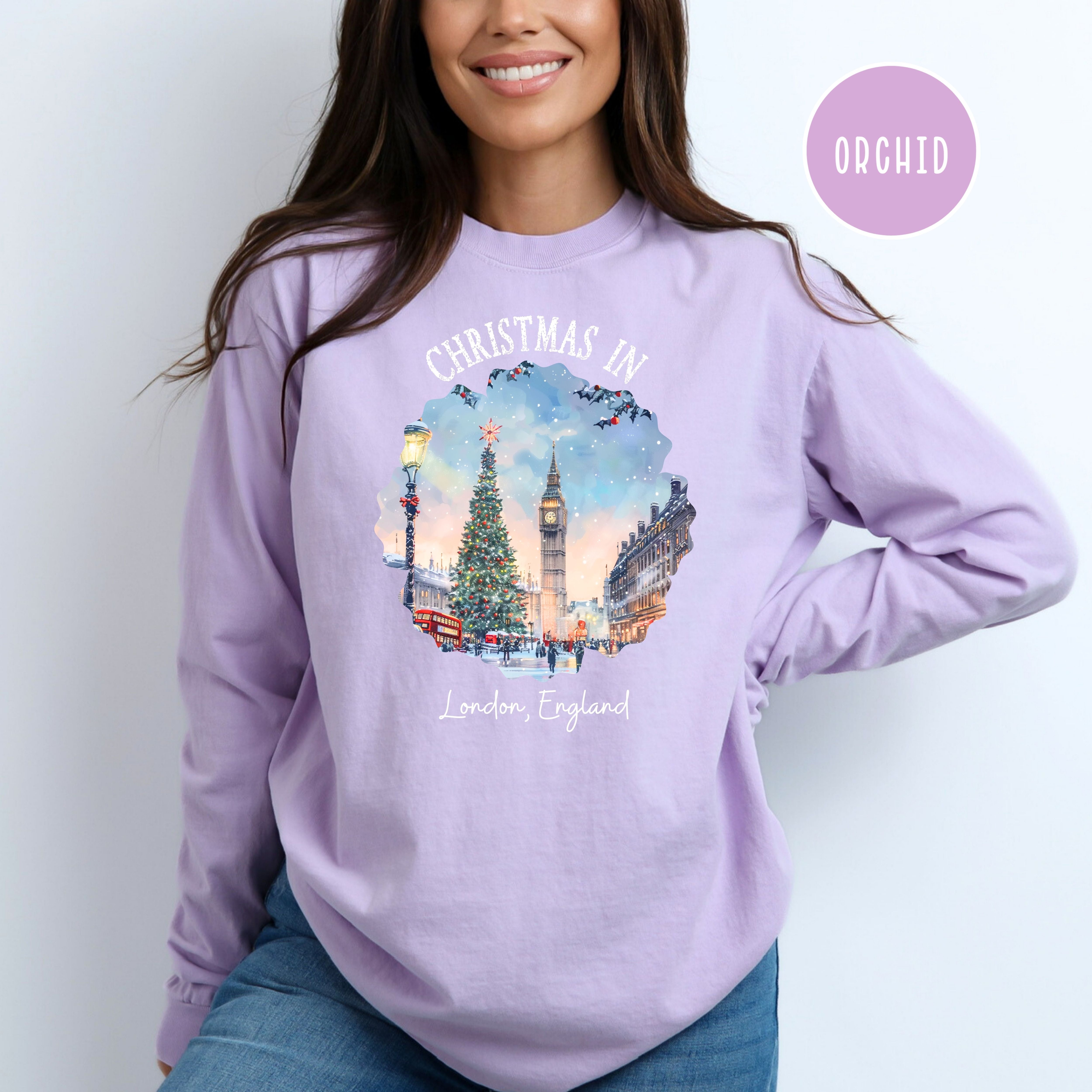 Christmas in London Comfort Colors® Long Sleeve Tee