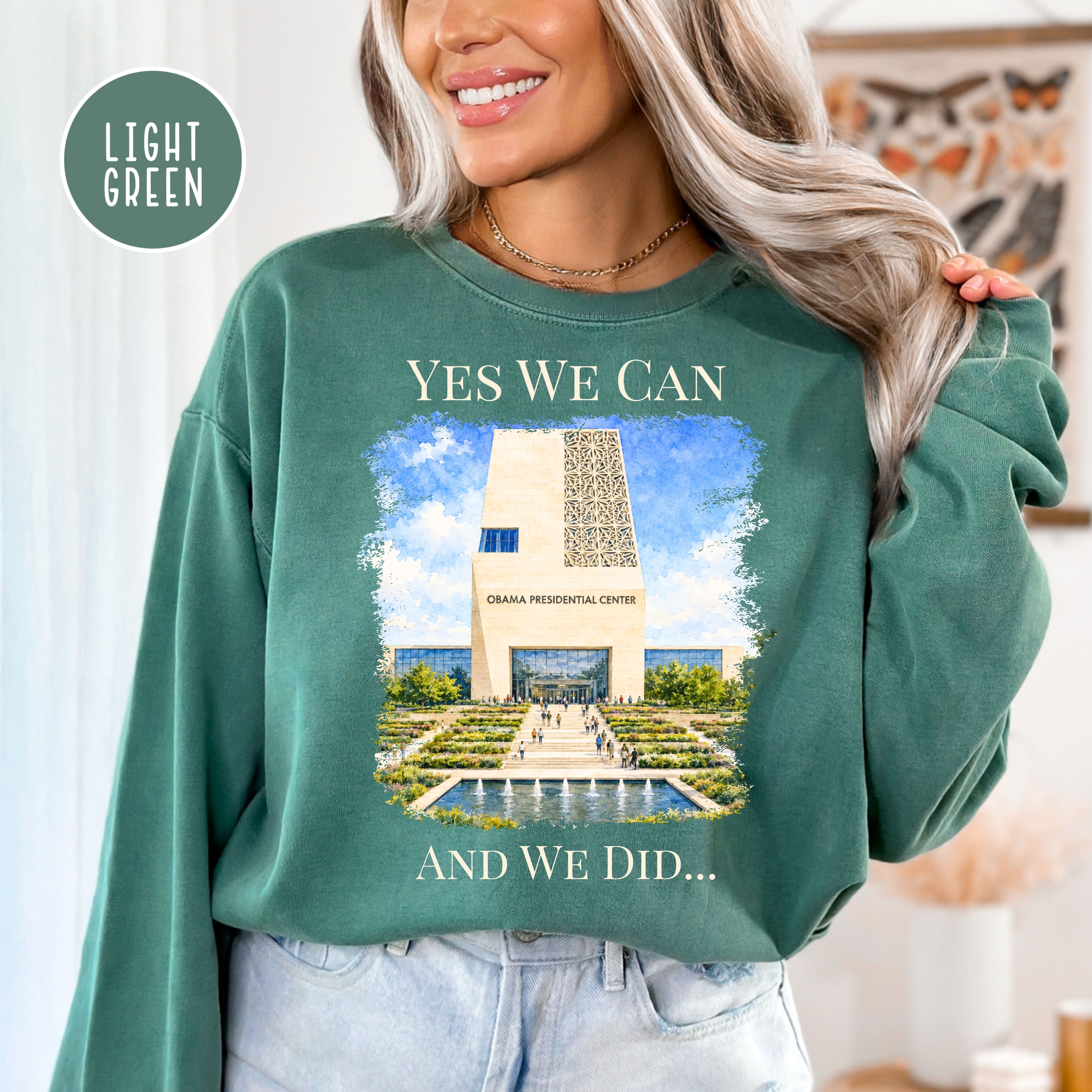 Obama Presidential Center Unisex Comfort Colors Sweatshirt, President Obama Gift Shirt, Obama Memorabilia, Yes We Can Shirt, Political Gift