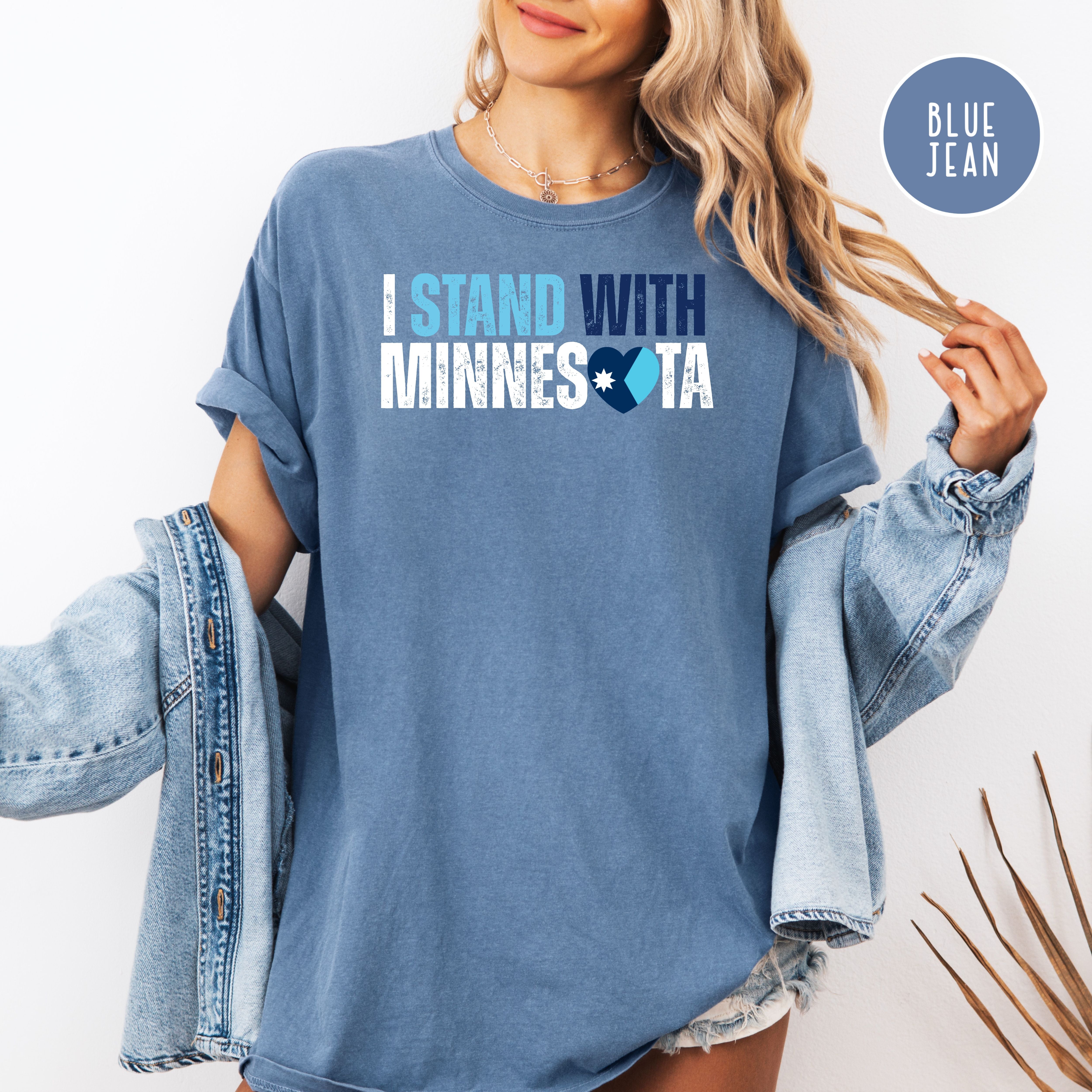 I Stand With Minnesota Unisex Comfort Colors T-Shirt, Minnesota Minneapolis Gift, Anti Trump, Anti ICE, Minnesota Gift Shirt