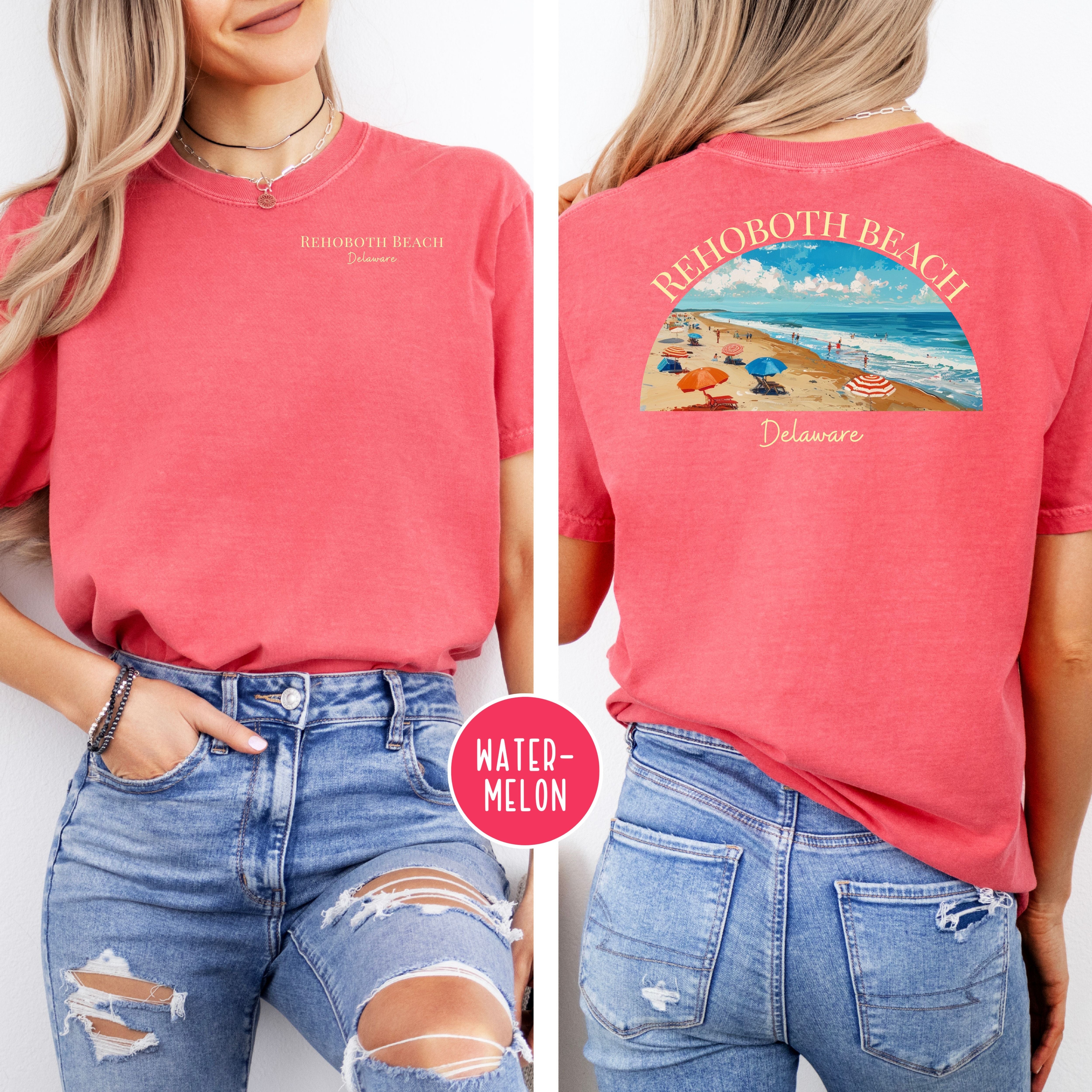 Rehoboth Beach Comfort Colors Vacation Beach Tee Design Front and Back