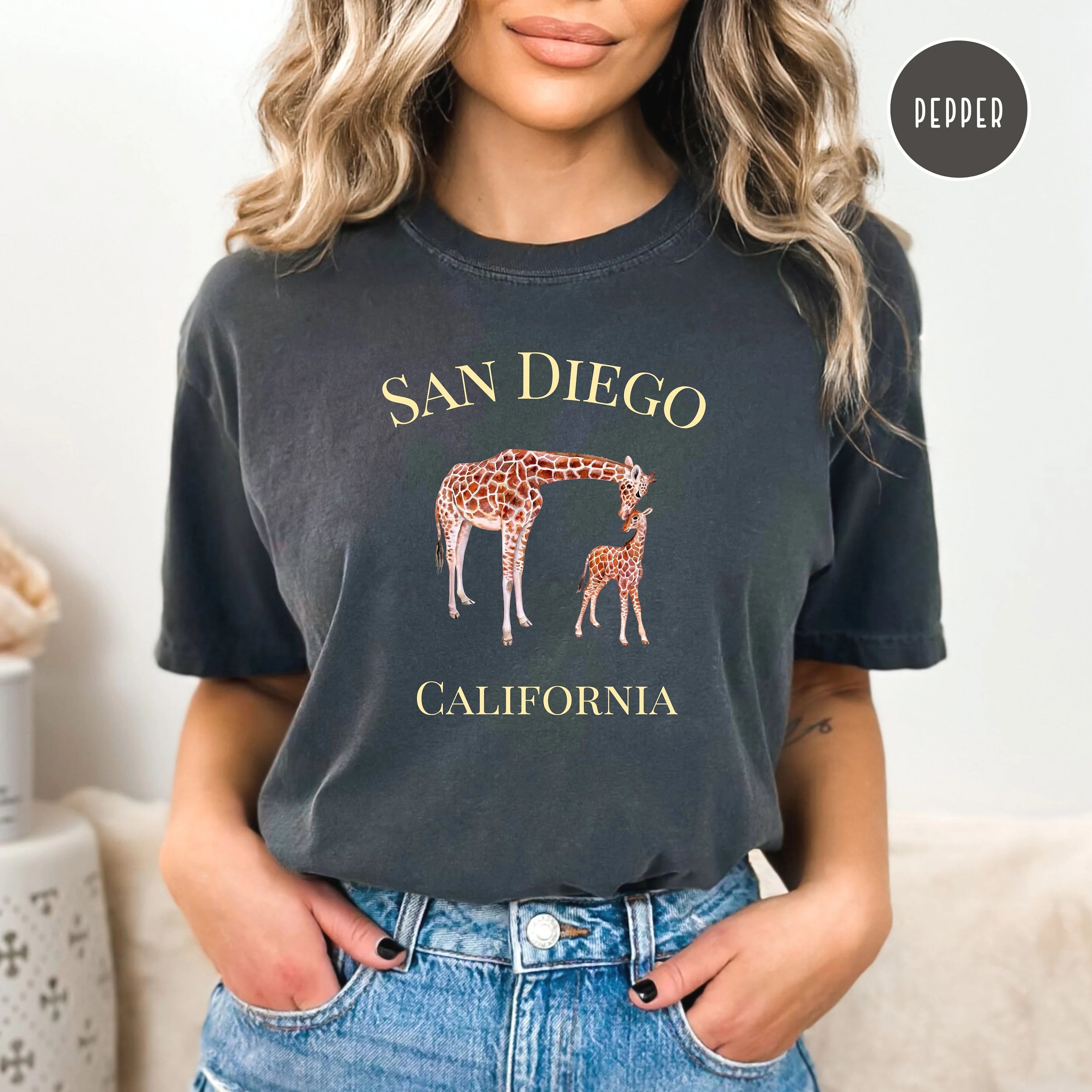 San Diego Mom & Baby Giraffe Comfort Colors® Tee