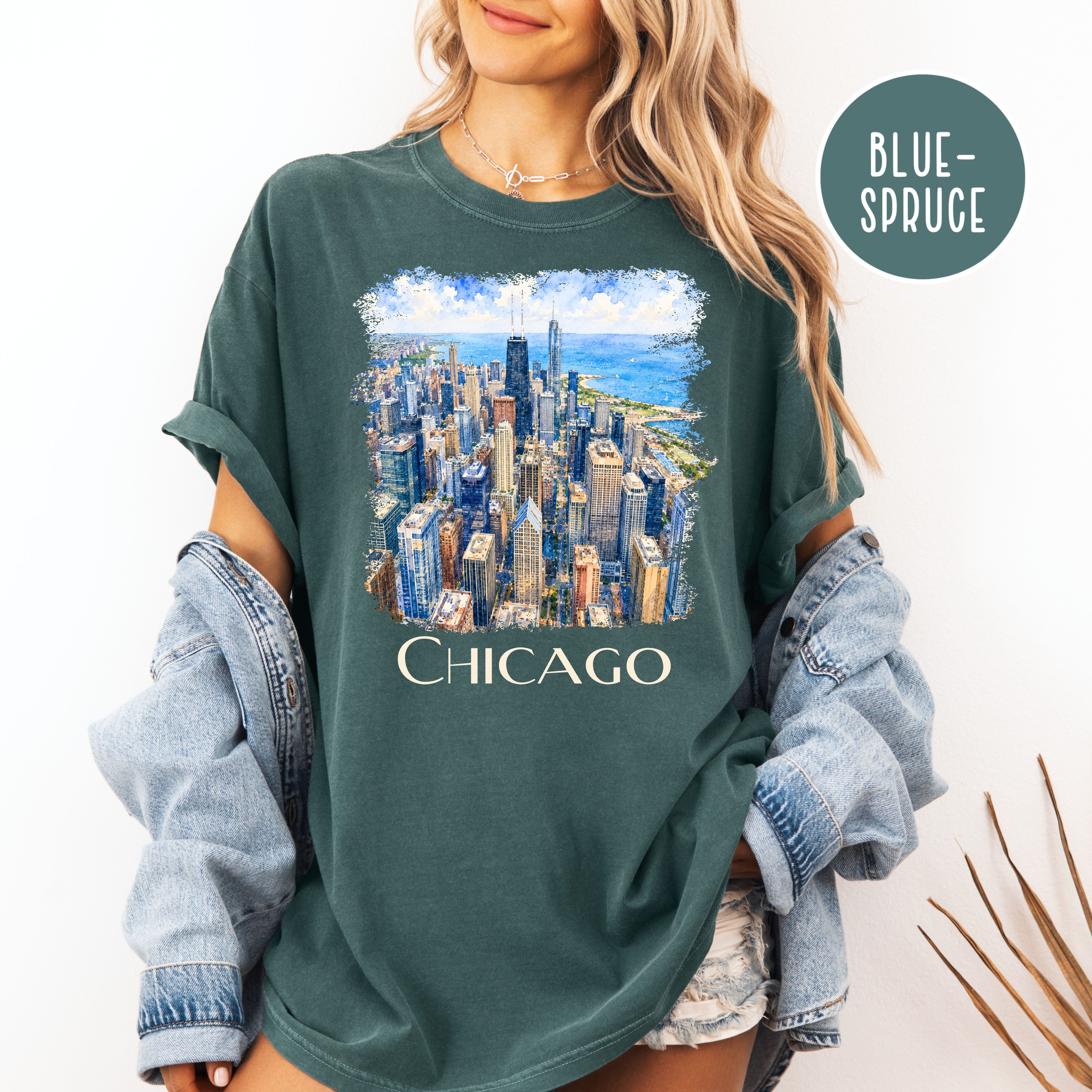 Chicago Lover Unisex Comfort Colors Travel T-Shirt, Chicago Vacation Gift Shirt, Chicago Skyscrapers Shirt, Chicagoan Tee, Traveler Gift Tee