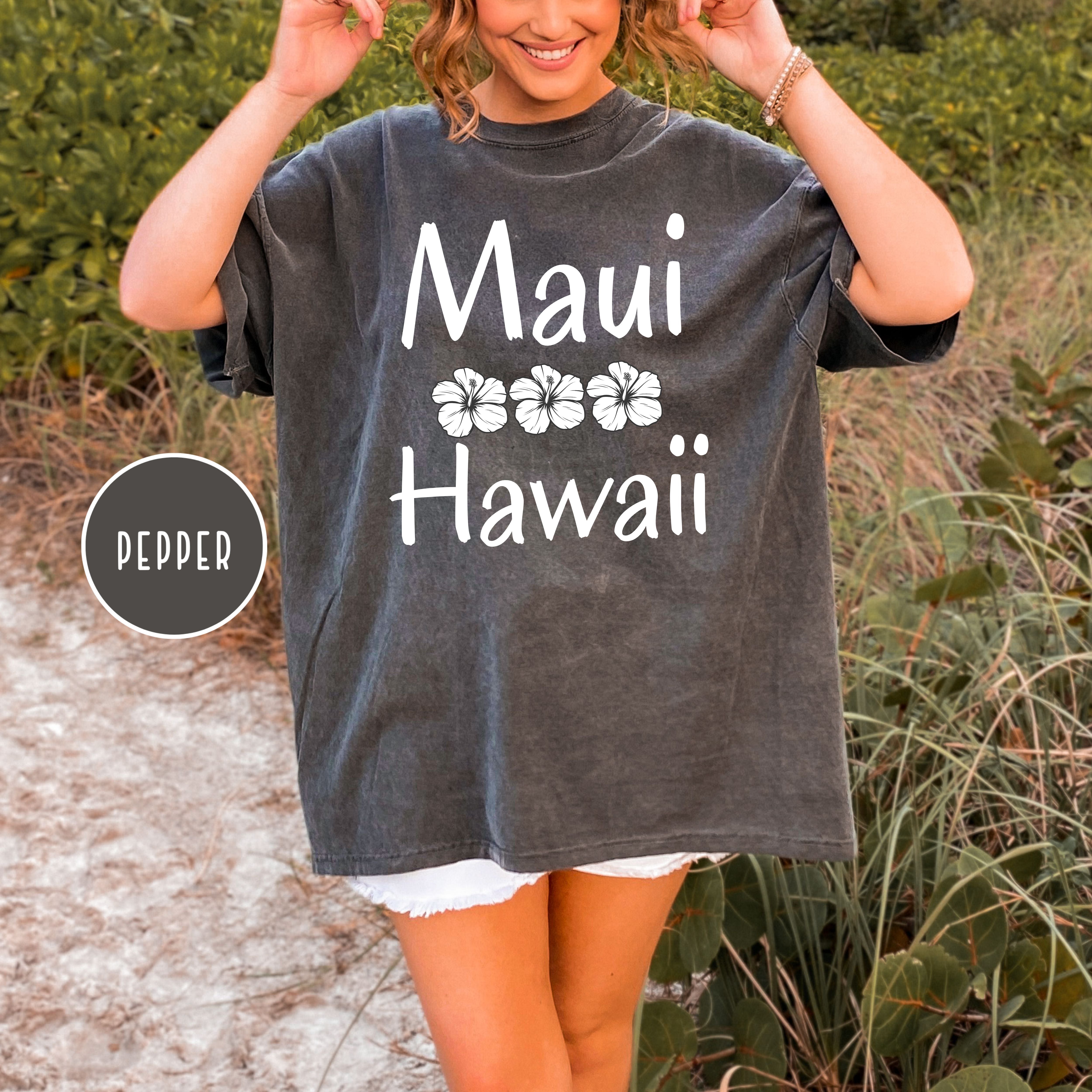 Maui Hawaii Hibiscus Flower Comfort Colors Tee