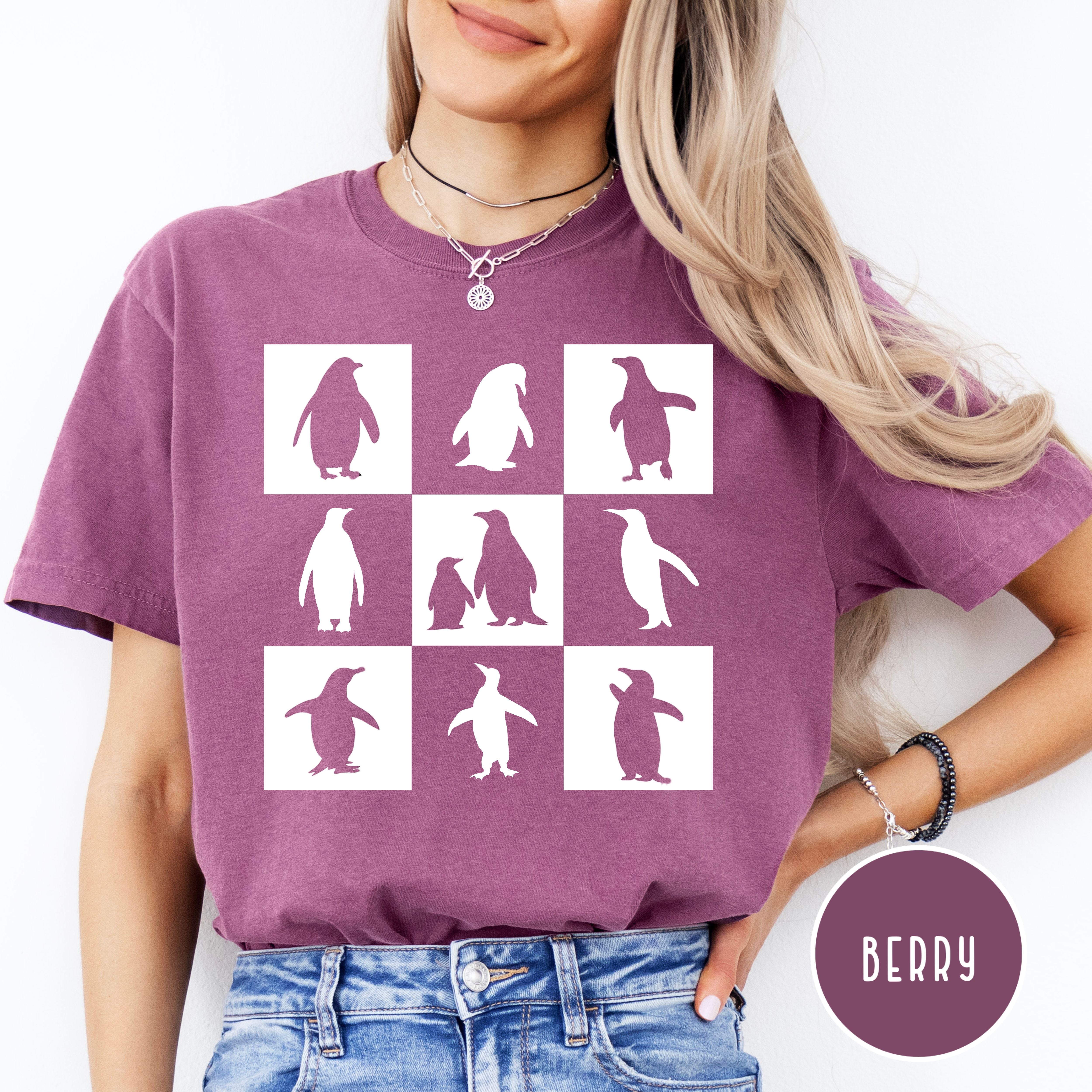 Penguin Lover Checkerboard Comfort Colors® Tee