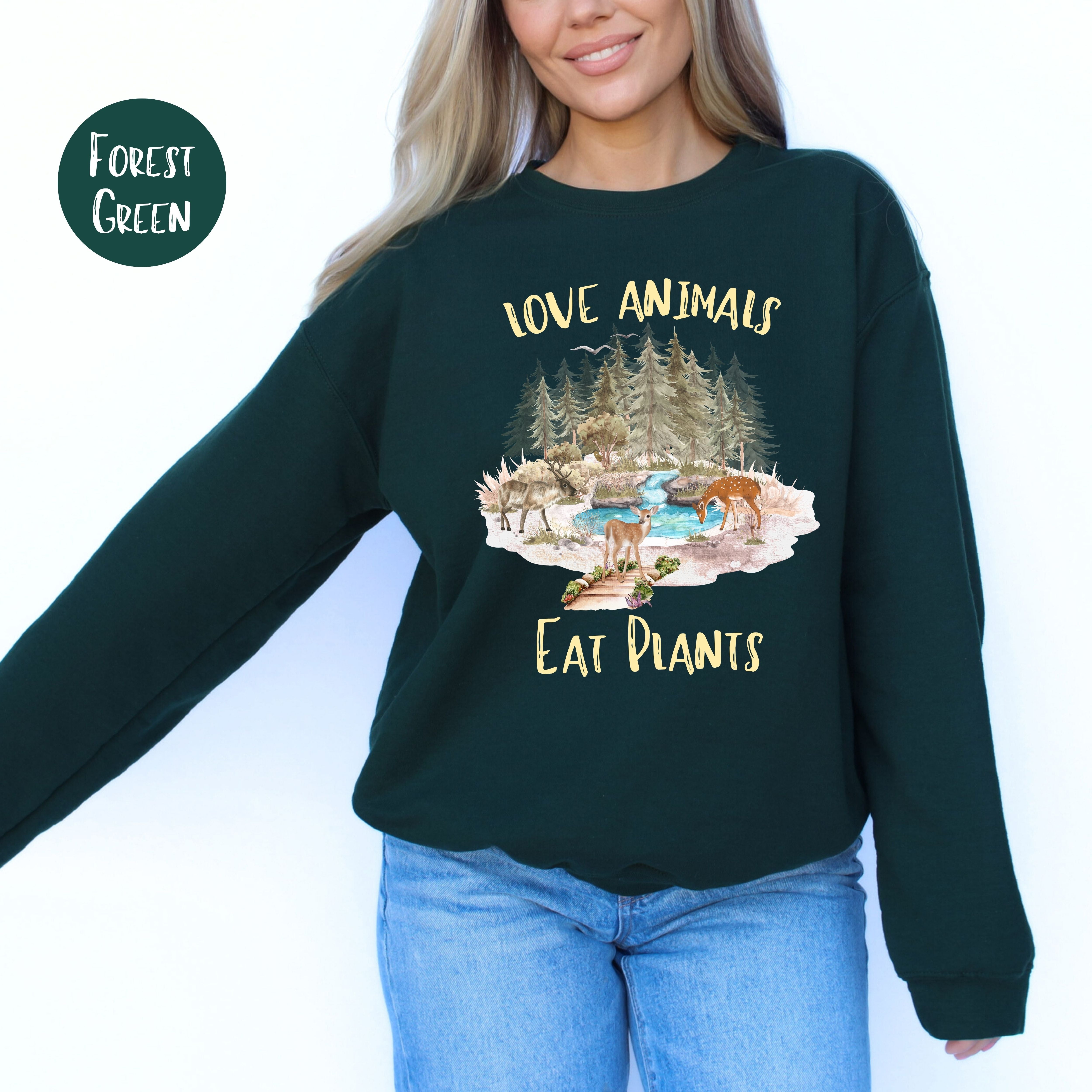 Vegetarian Gift Sweatshirt Love Animals Eat Plants Vegan Gift Sweatshirt