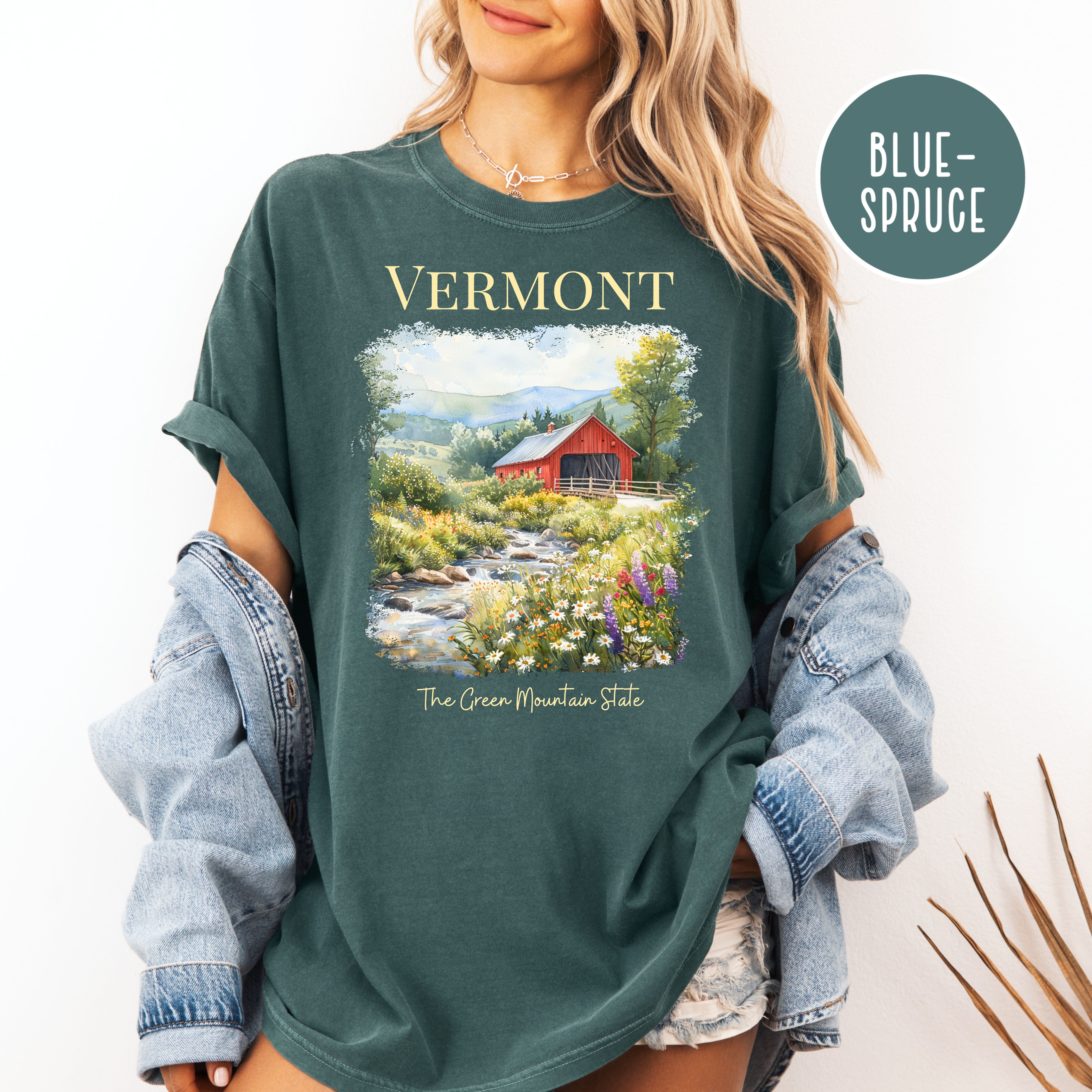 Vermont Covered Bridge Comfort Colors Travel T-Shirt, Vermont Gift Shirt, Vermont Vacation Tee, The Green State Shirt, Vermont Summer Shirt