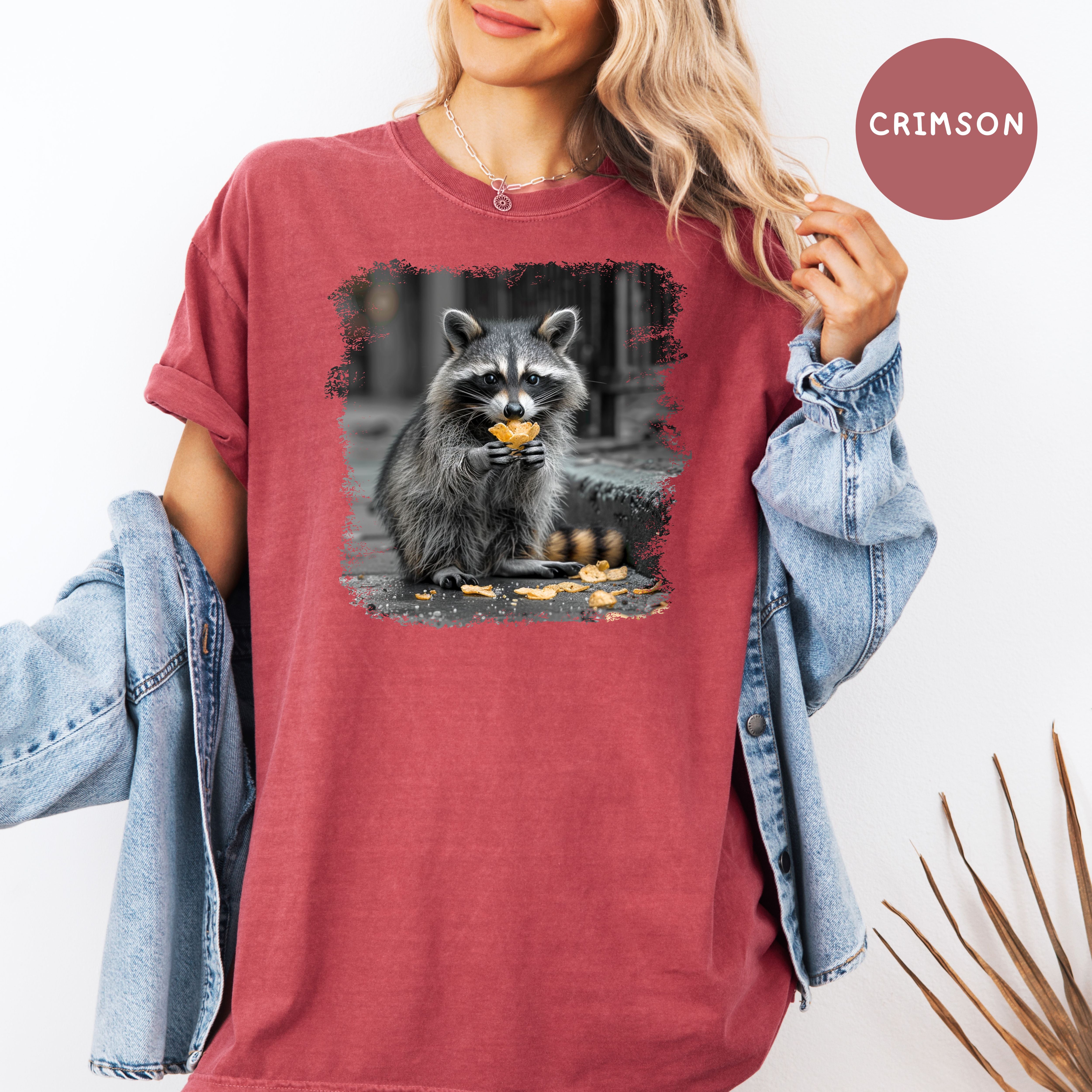 Funny Animal Meme Comfort Colors T-Shirt, Raccoon Eating Chips Shirt, Raccoon Lover Tee Shirt, Funny Animal Lover Shirt