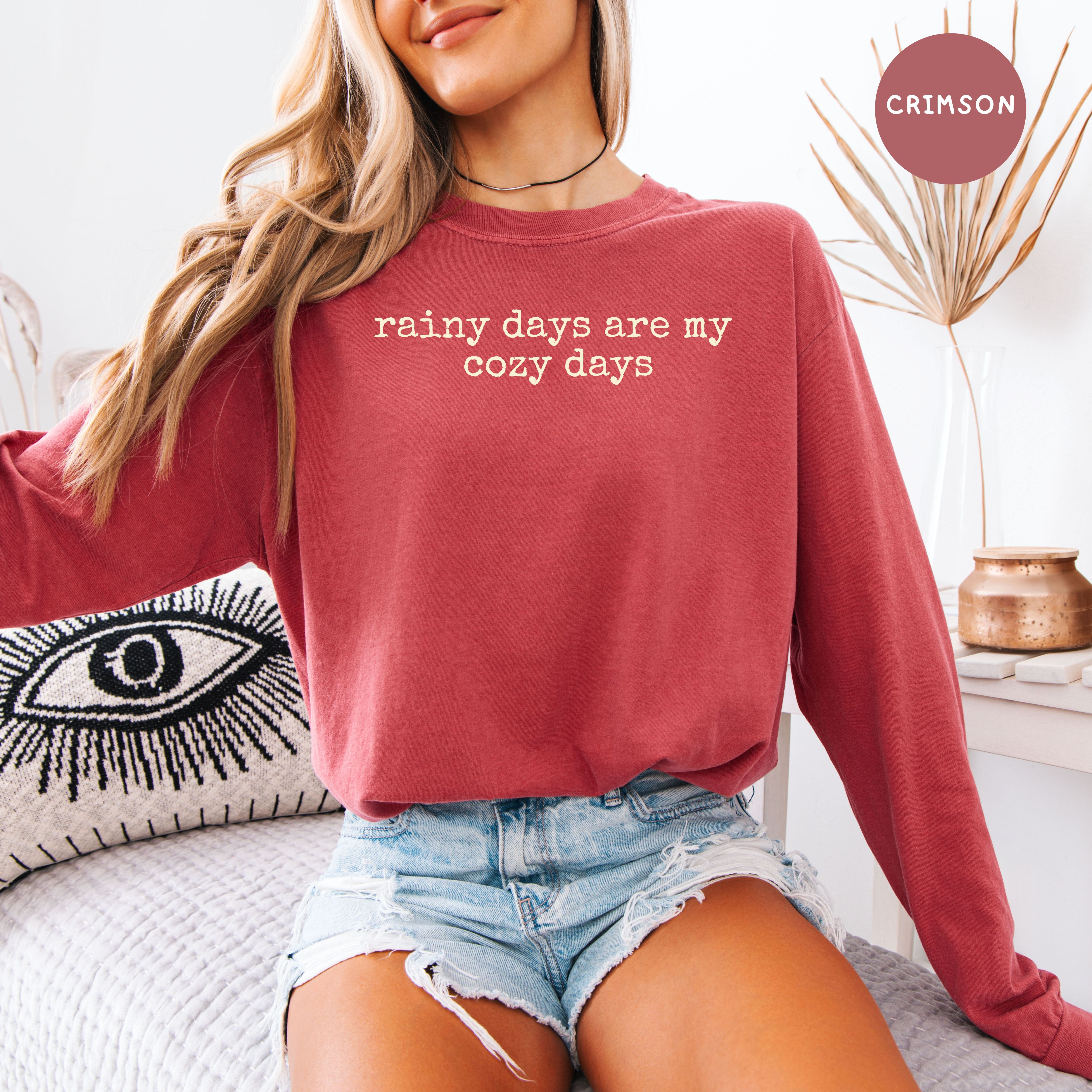 Rainy Days Are My Cozy Days Unisex Long Sleeve Comfort Colors T-Shirt, I Love Rainy Days Shirt