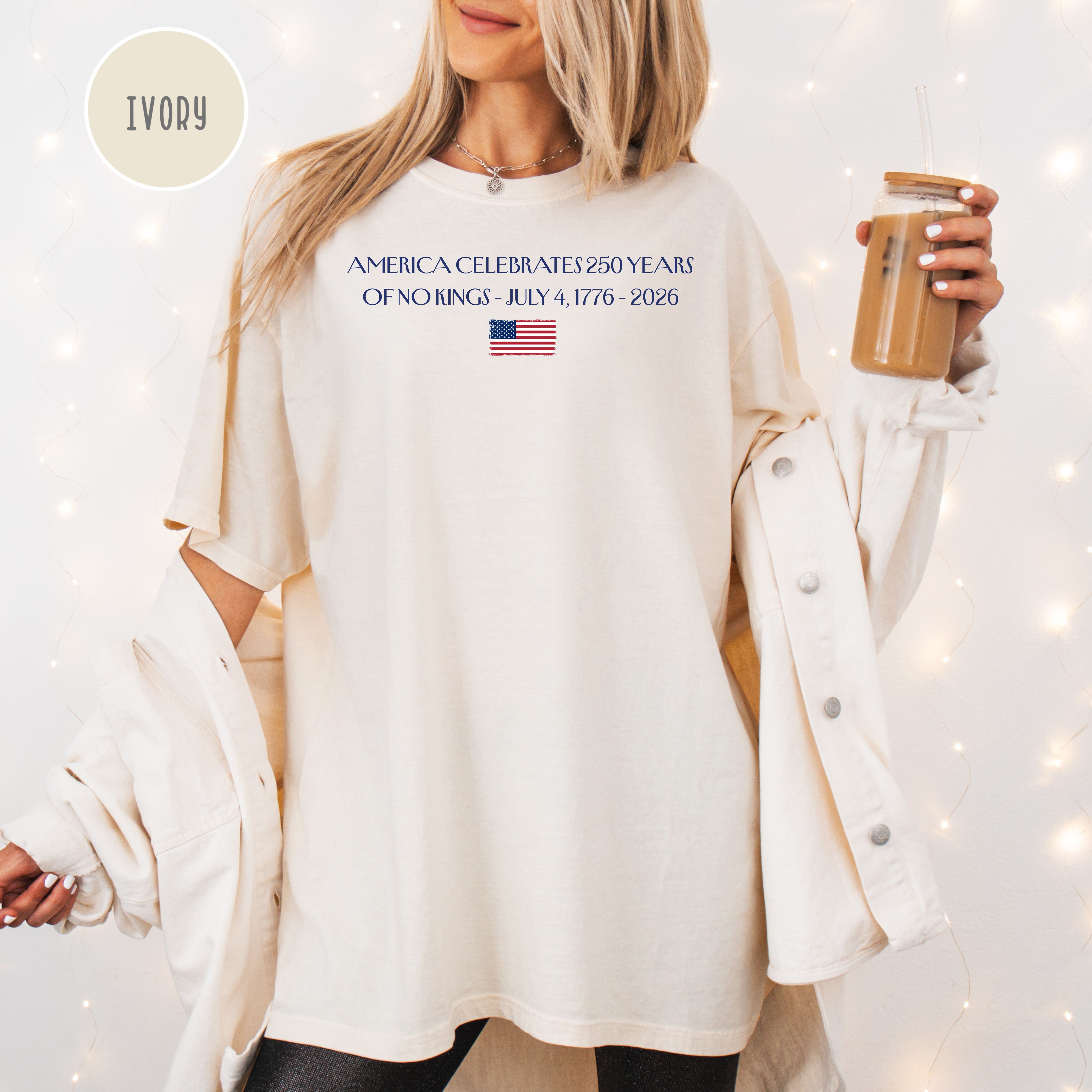 Celebrate America 250 Years Comfort Colors Minimalist Style 4th of July Tee