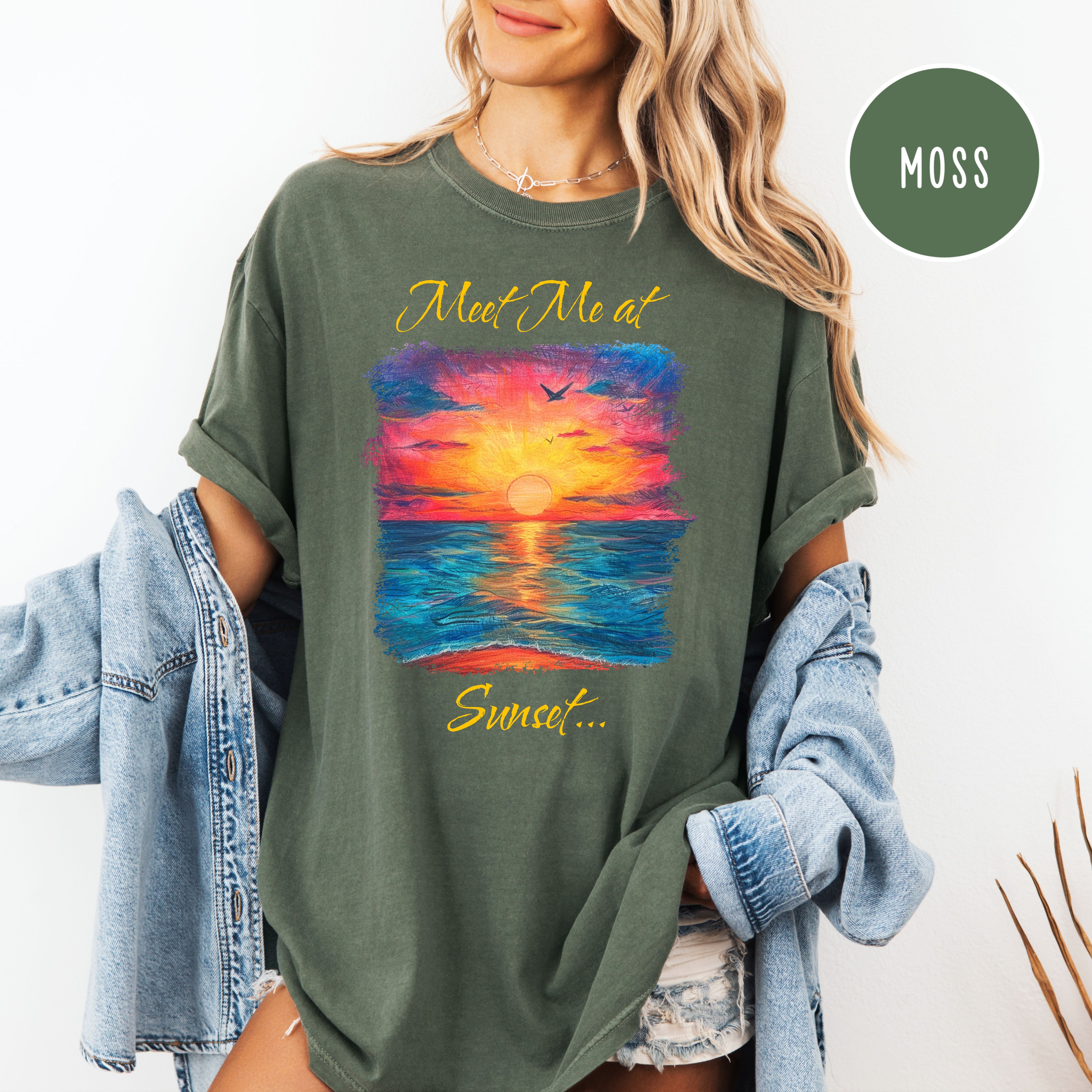 Meet Me At Sunset Comfort Colors Sunset Shirt, Sunset Over Ocean Painting, Chasing Sunsets, Sunset Lover Shirt, Art Lover Tee