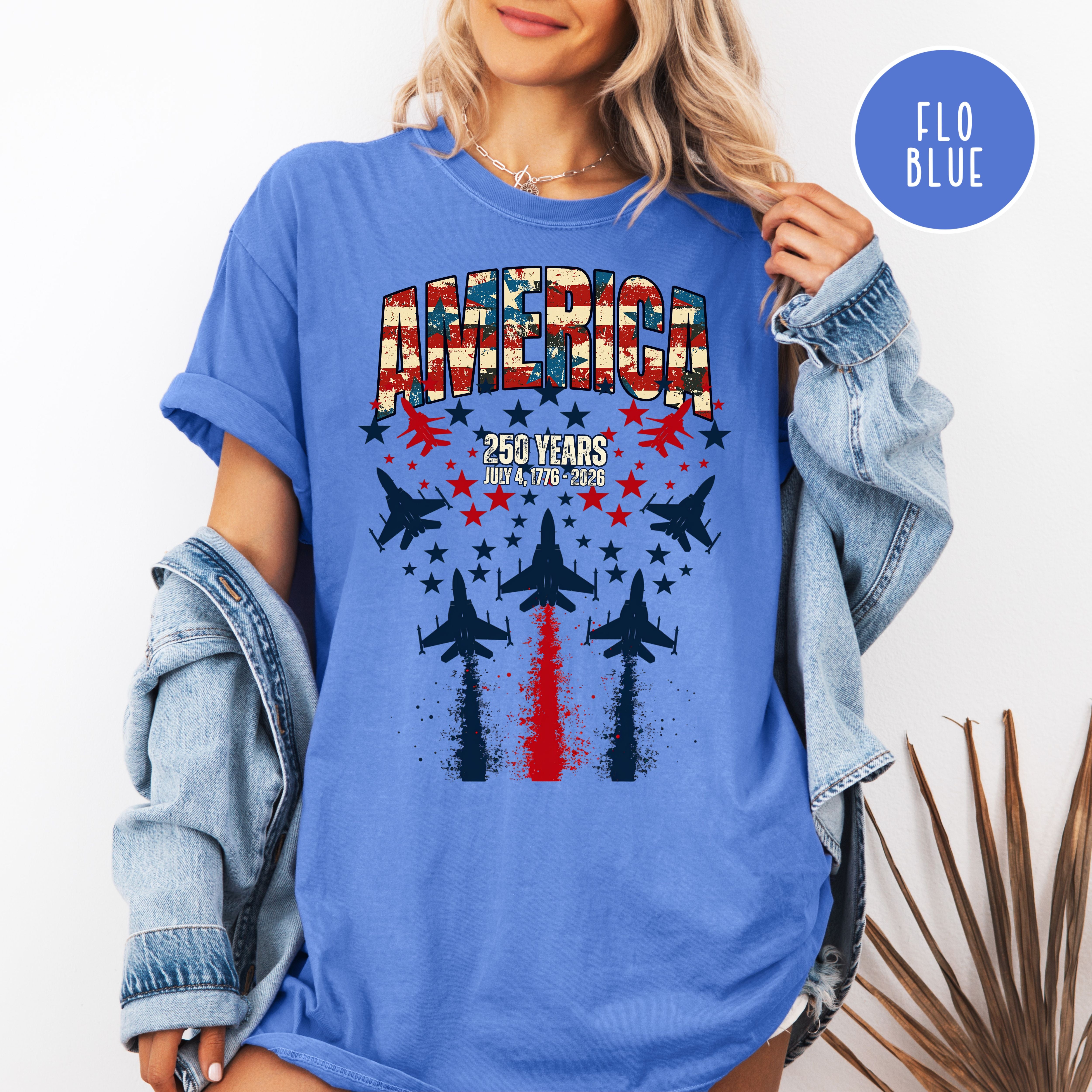 America Patriotic Unisex Comfort Colors 4th of July  250 Year Anniversary Gift Tee