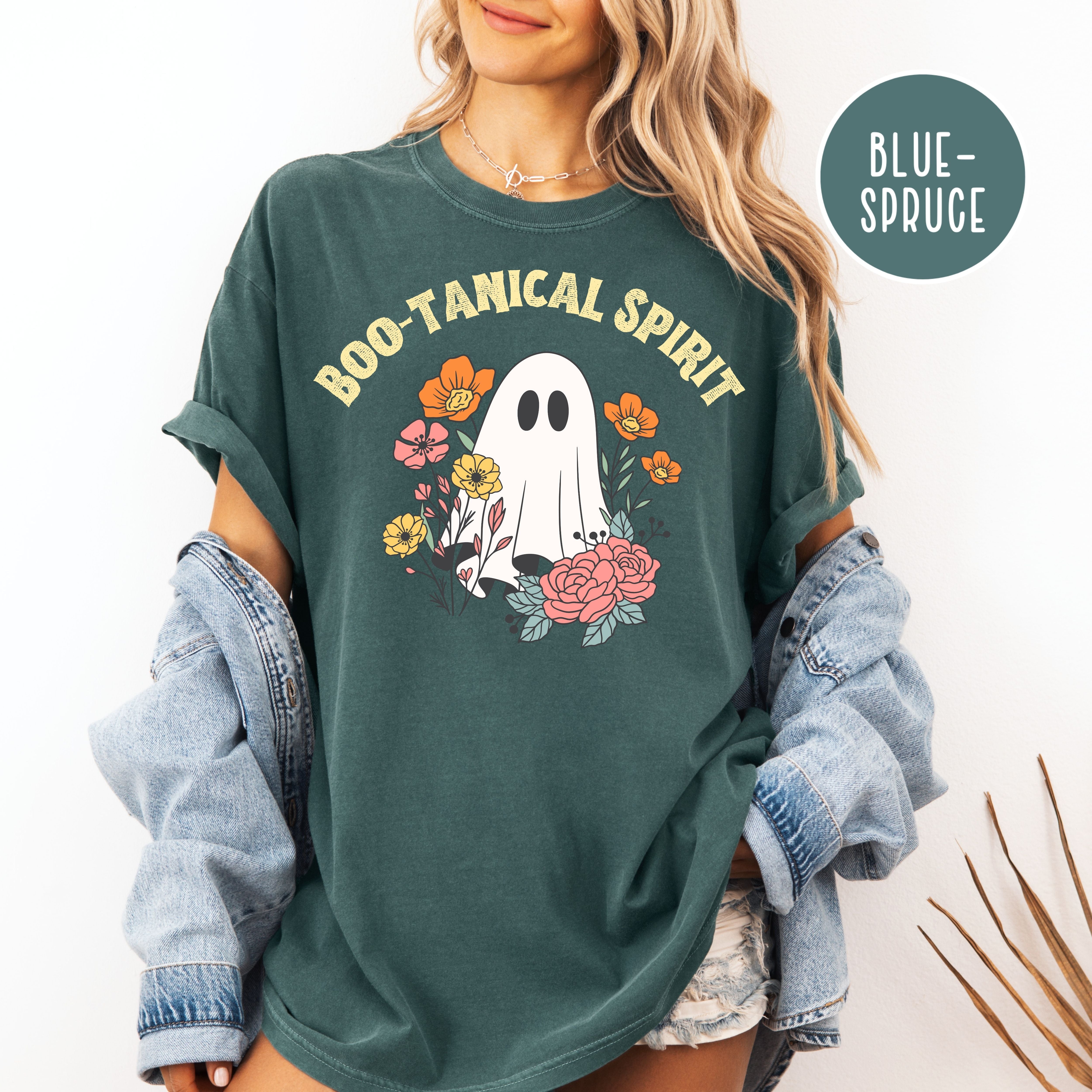 Floral Ghost Comfort Colors Halloween Tee Shirt