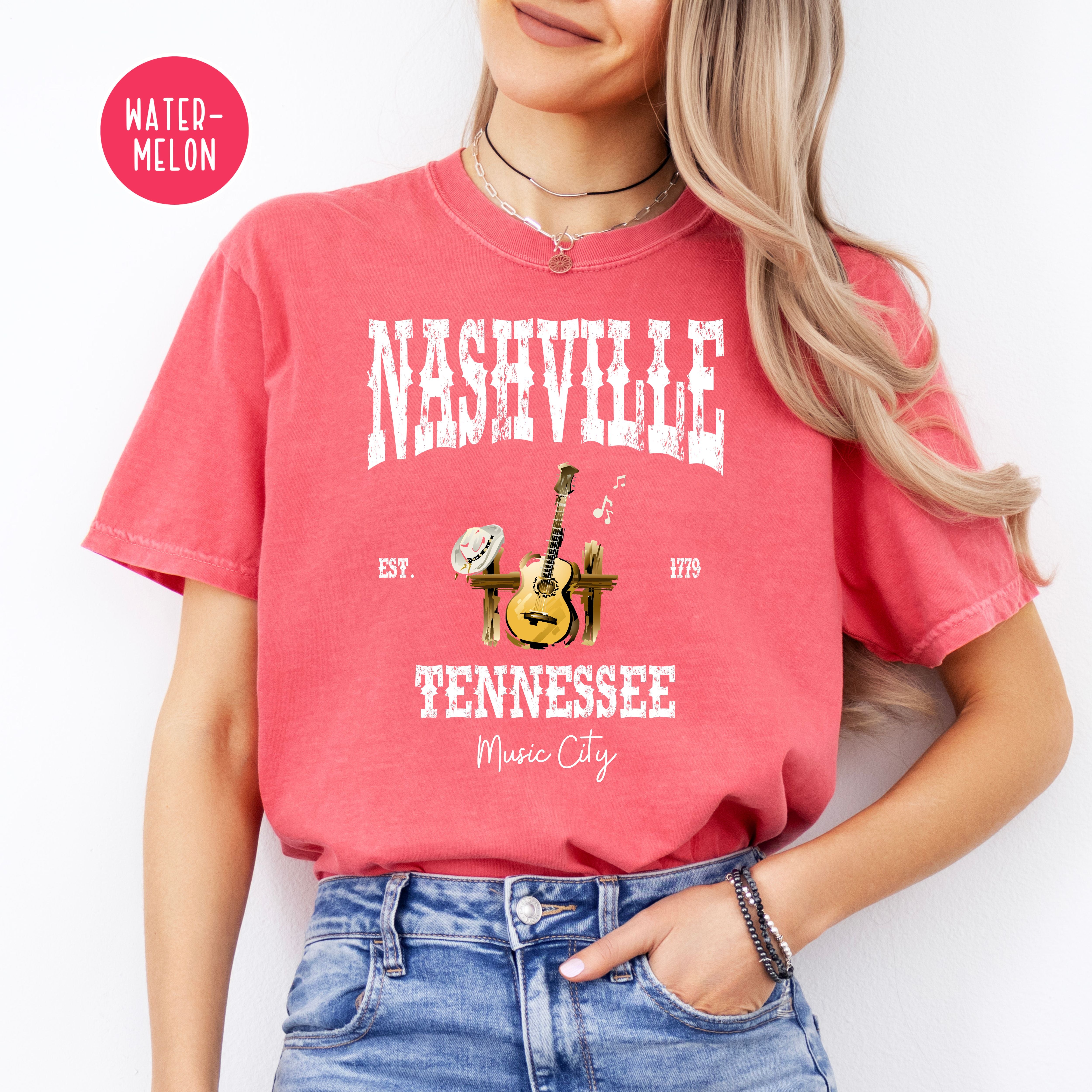 Nashville Tennessee Music City Grunge Style Comfort Colors® Tee