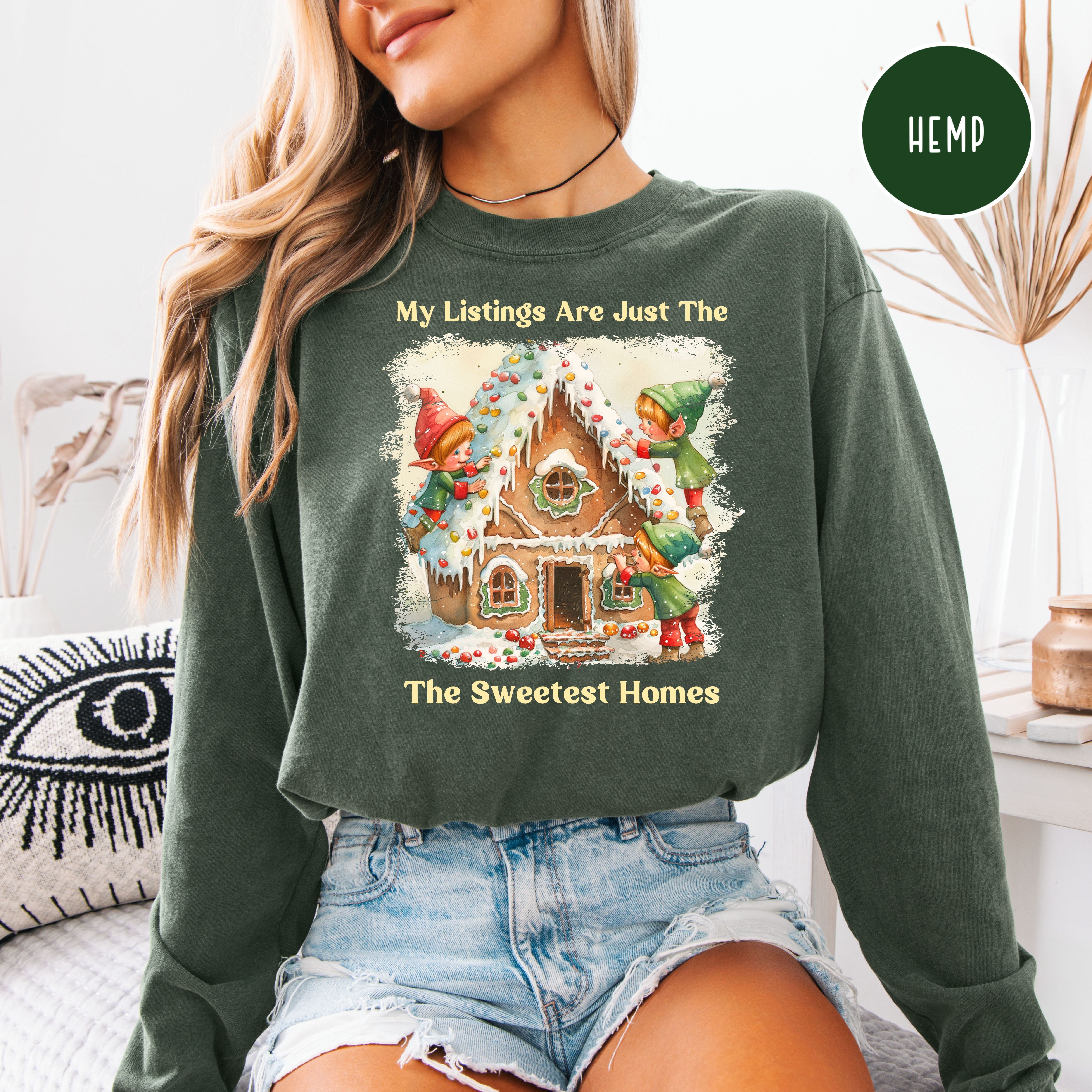 Funny Real Estate Agent Christmas Comfort Colors Unisex Long Sleeve Shirt