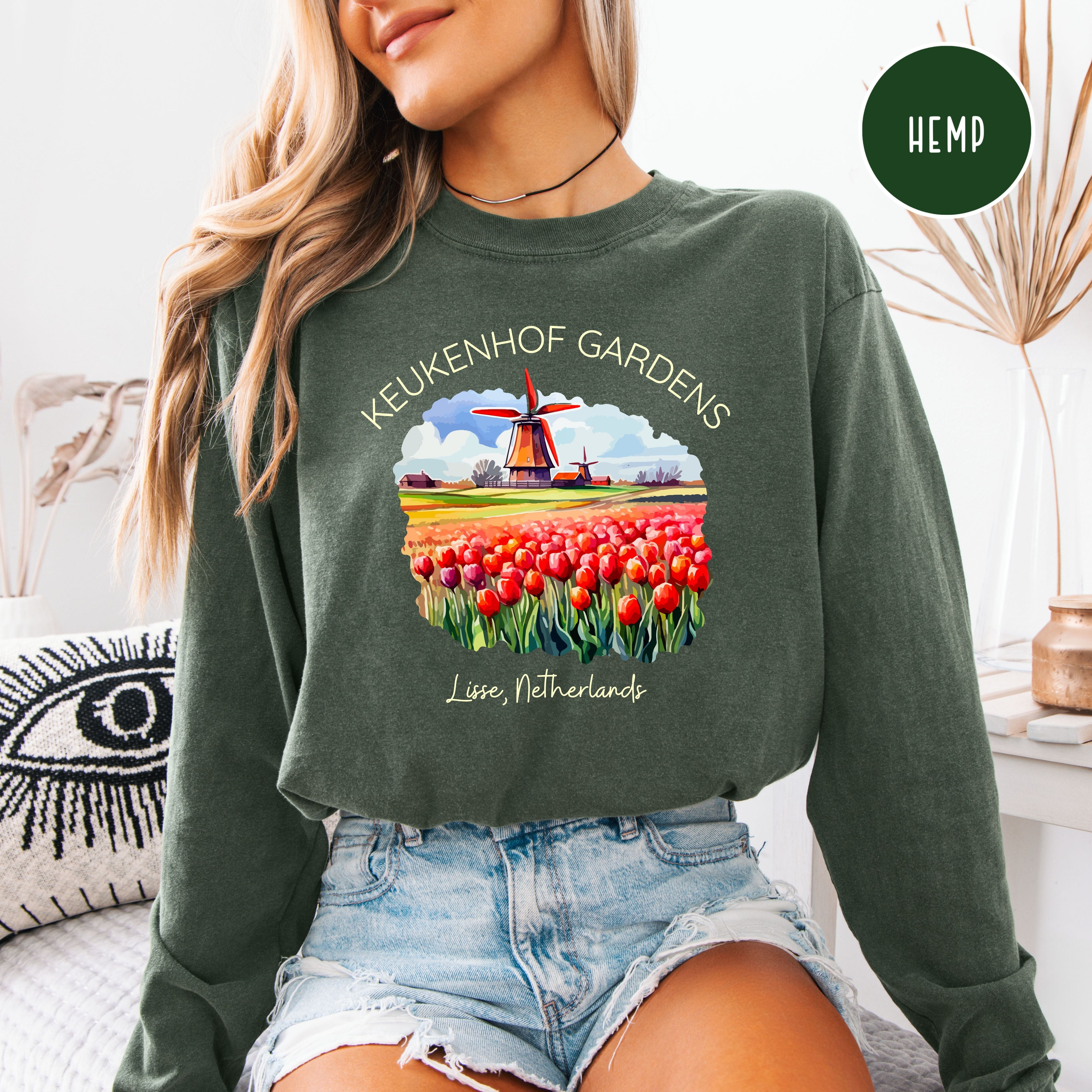 Lisse Netherlands Comfort Colors Long Sleeve Tee Shirt Gift, Gardens of Netherlands, Keukenhof Gardens, Lisse Netherlands Vacation Gift