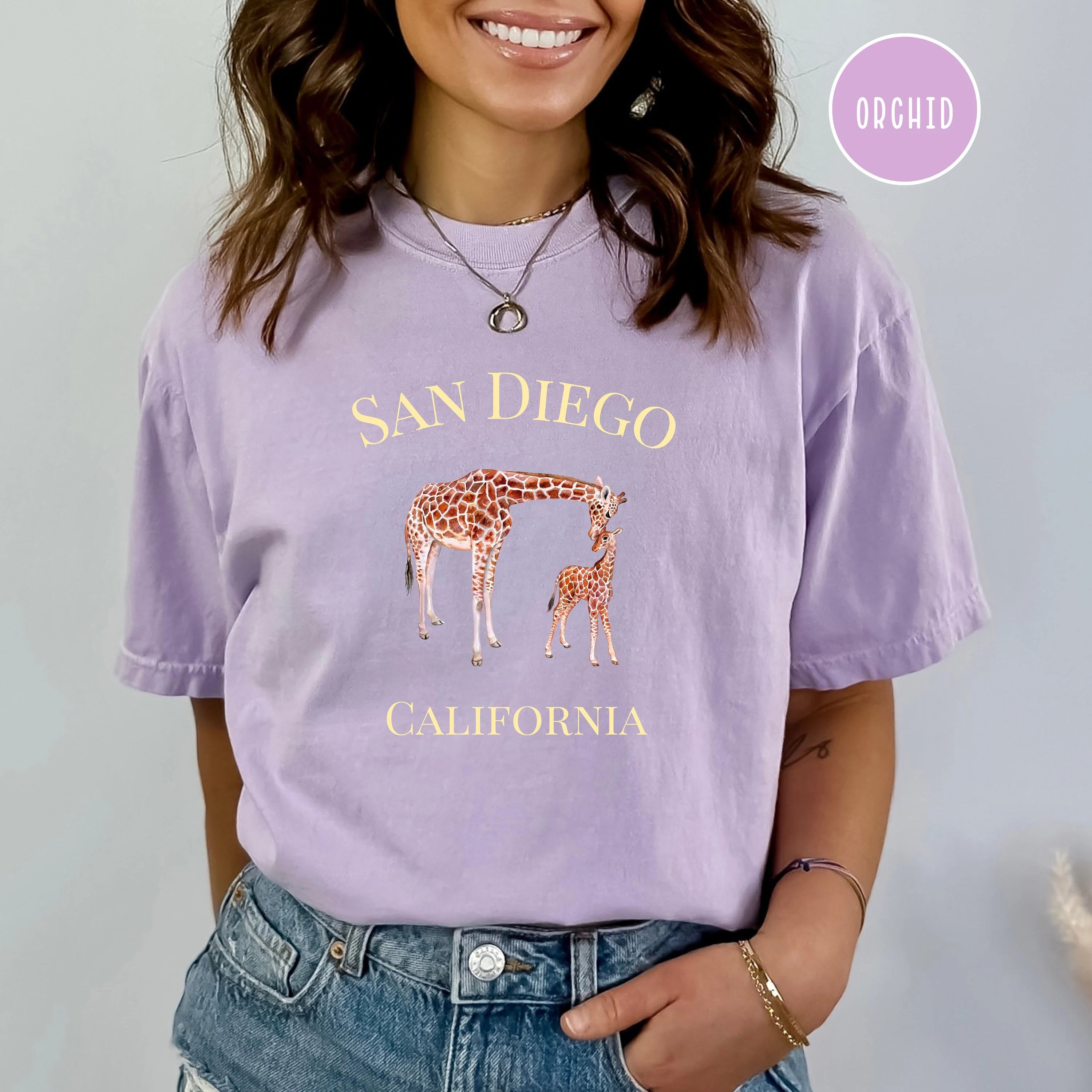 San Diego Mom & Baby Giraffe Comfort Colors® Tee