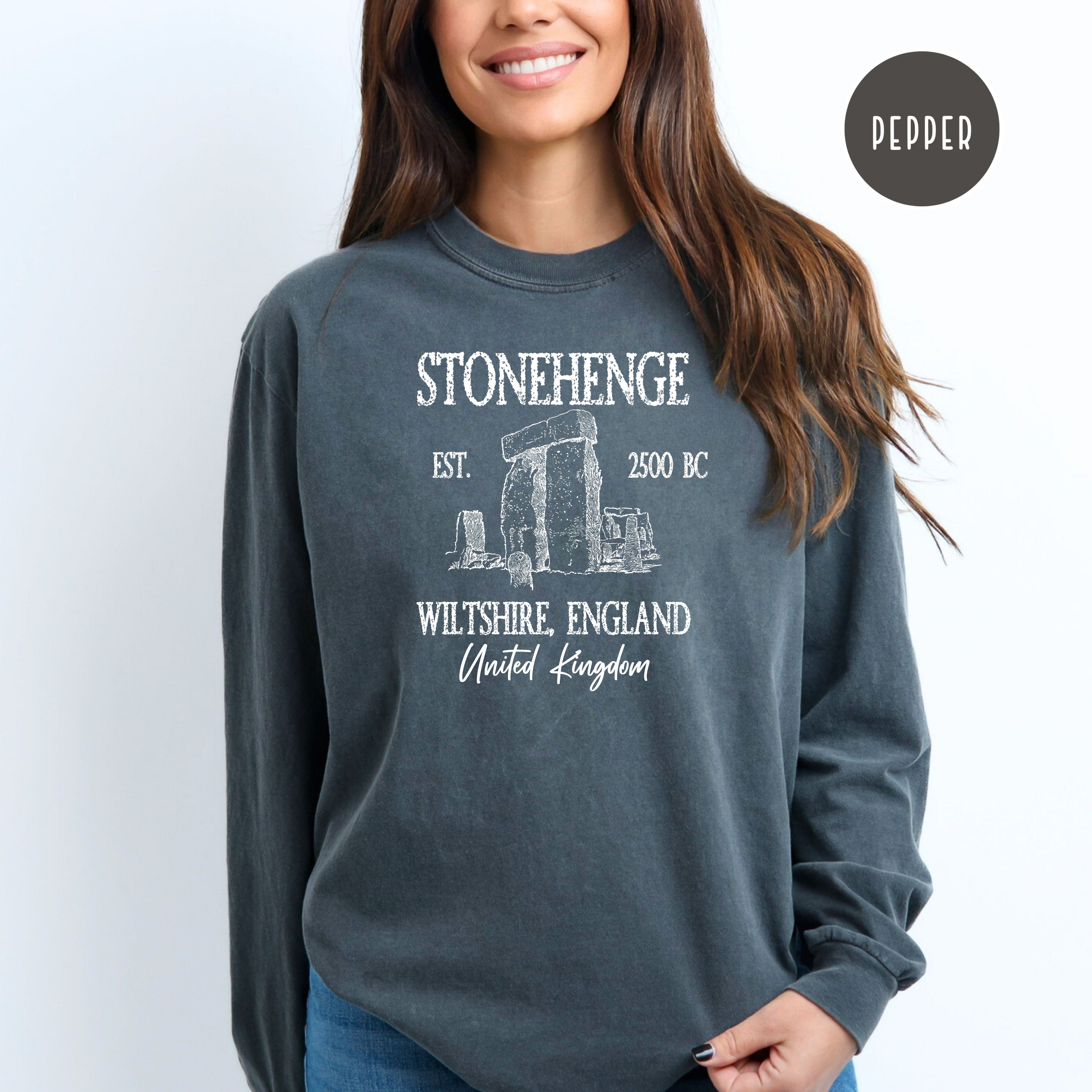 Stonehenge England Grunge Comfort Colors Long Sleeve Tee
