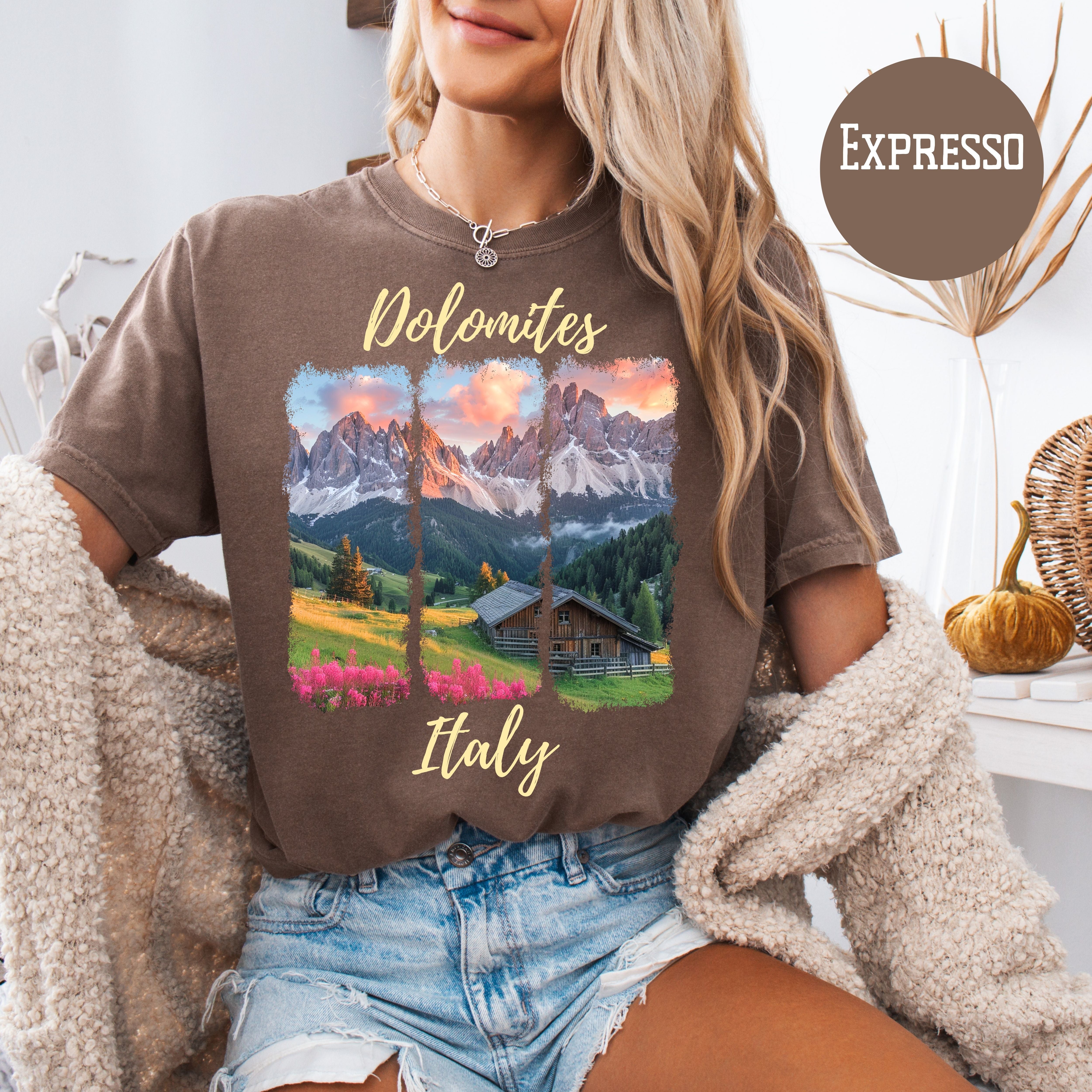 The Dolomites at Sunrise over Italian Village Comfort Colors® Tee