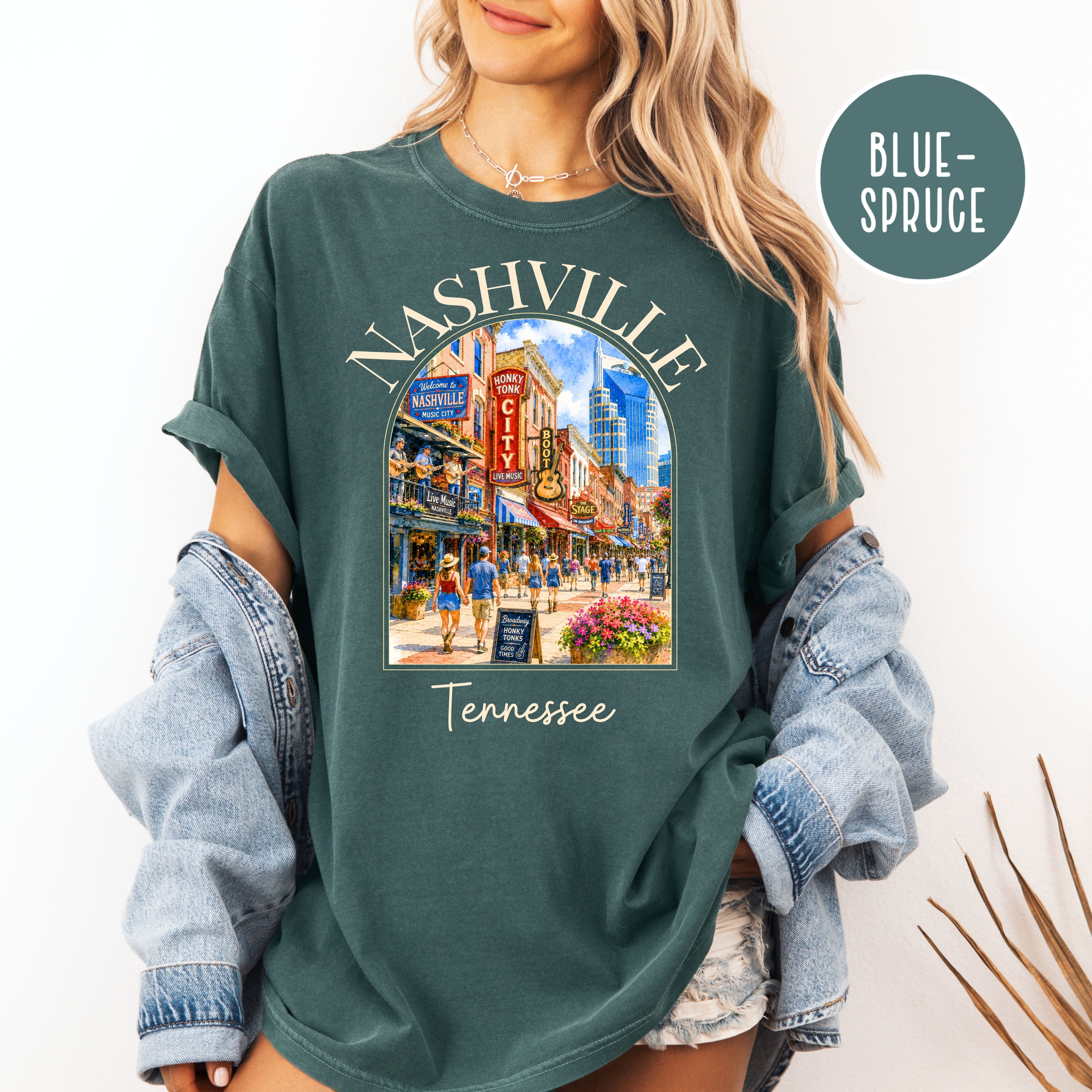 Nashville Tennessee Music Lover Unisex Comfort Colors Travel T-Shirt, Nashville Lover Gift Shirt, Tennessee Gift Shirt, Nashvillian Gift Tee