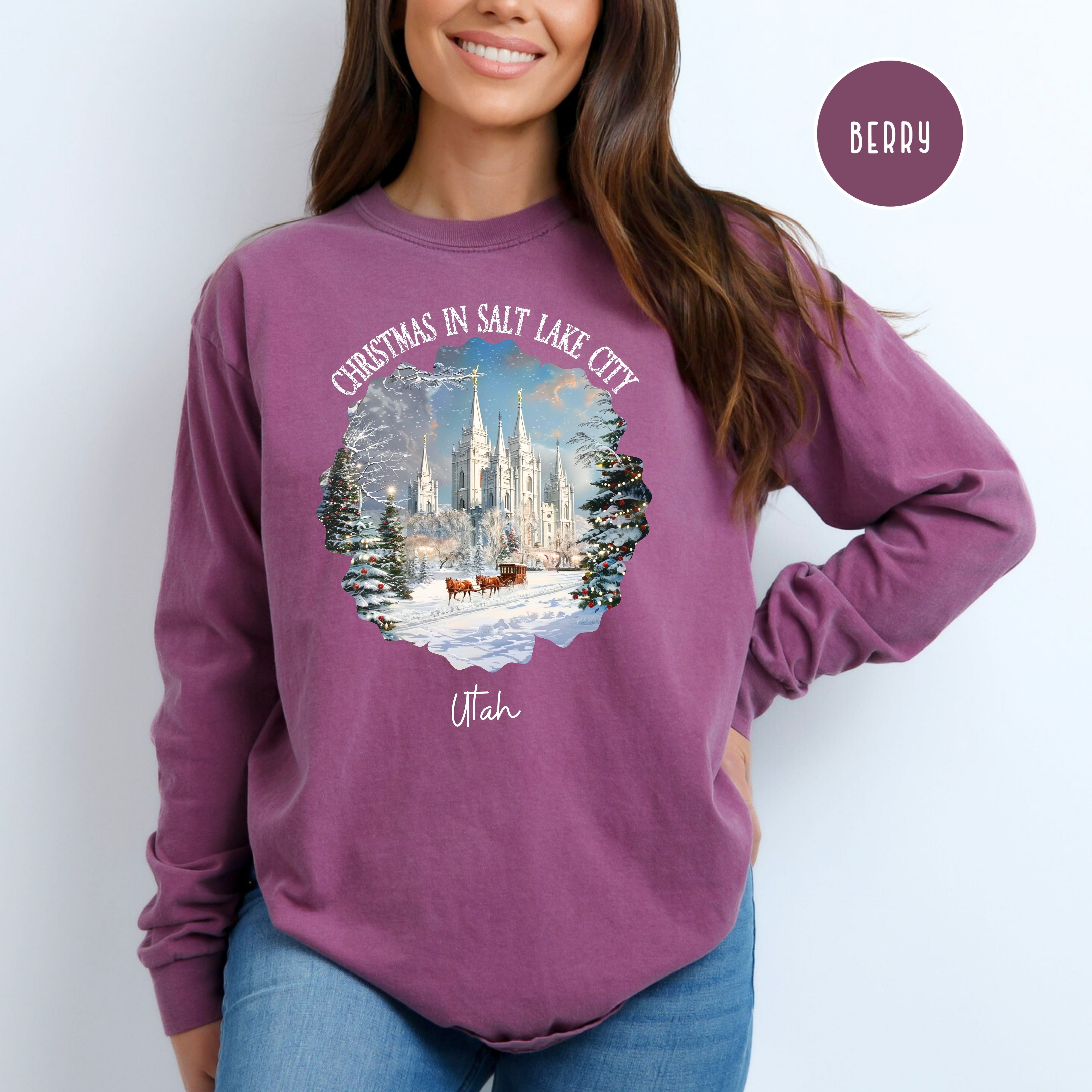 Christmas in Salt Lake City Utah Comfort Colors® Long Sleeve Tee