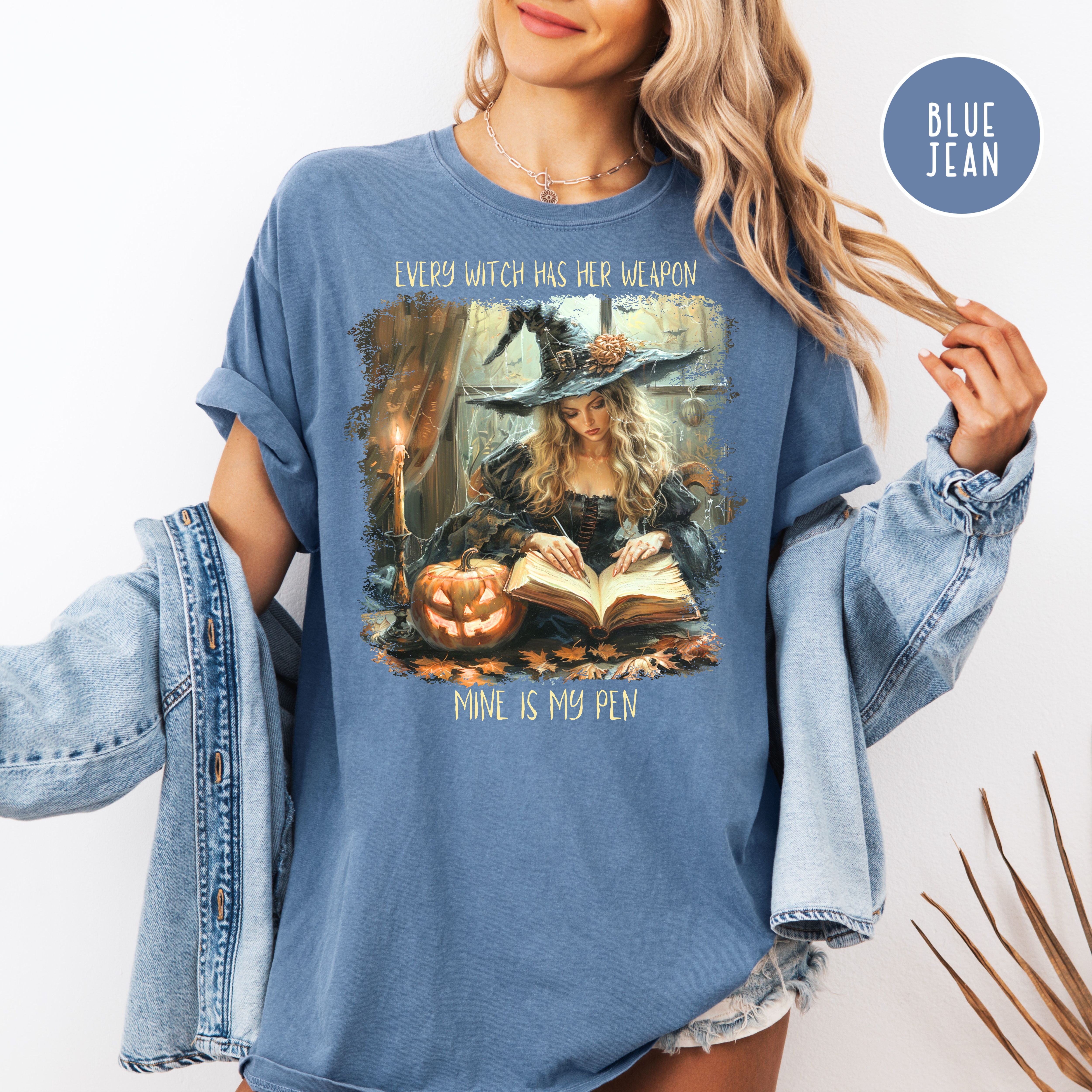 Writer Halloween Shirt, My Weapon is a Pen Author Comfort Colors Tee