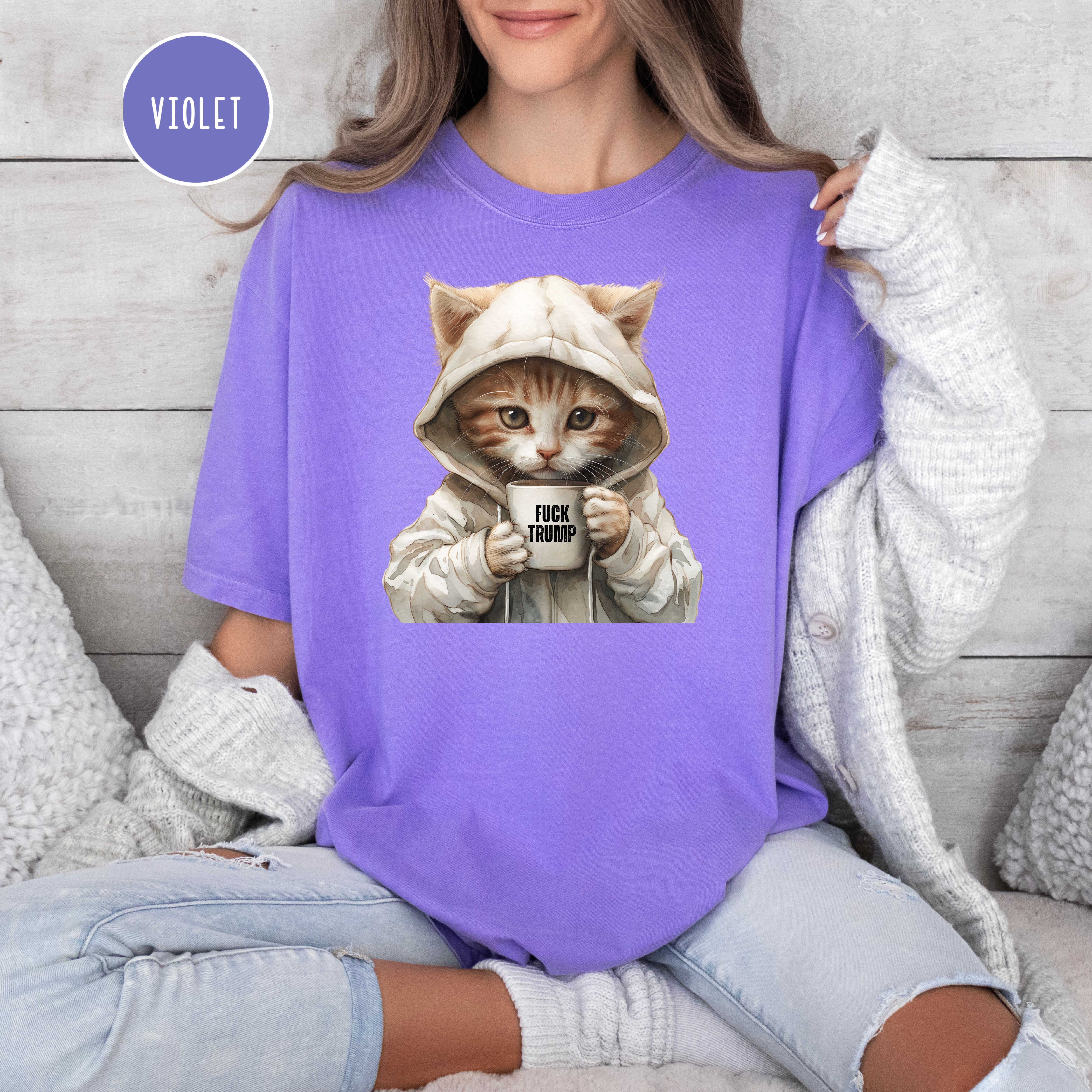 Anti-Trump Cat Lover Fuck Trump Comfort Colors Trump Protest Shirt