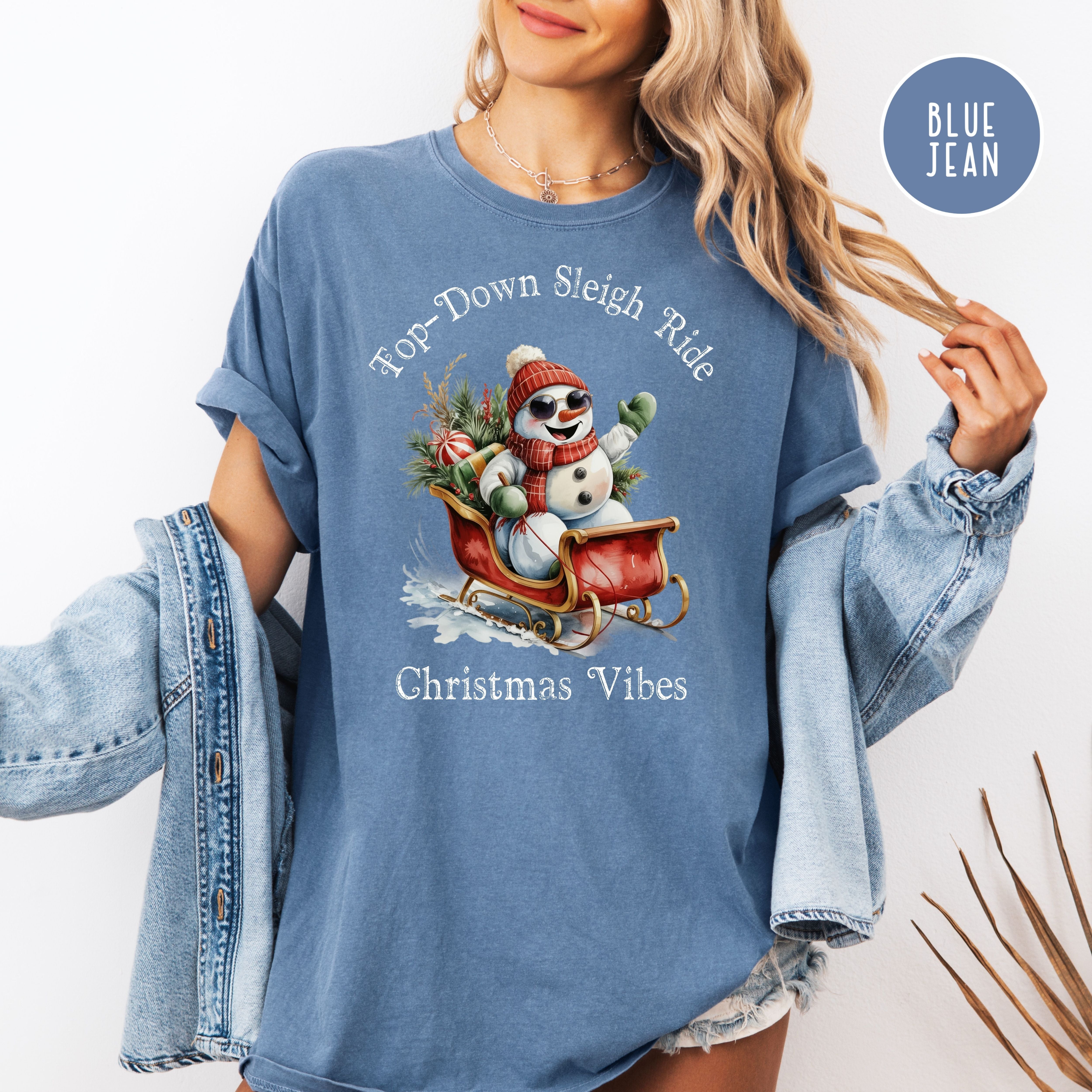 Top-Down Sleigh Ride Christmas Vibes Comfort Colors Gift Shirt