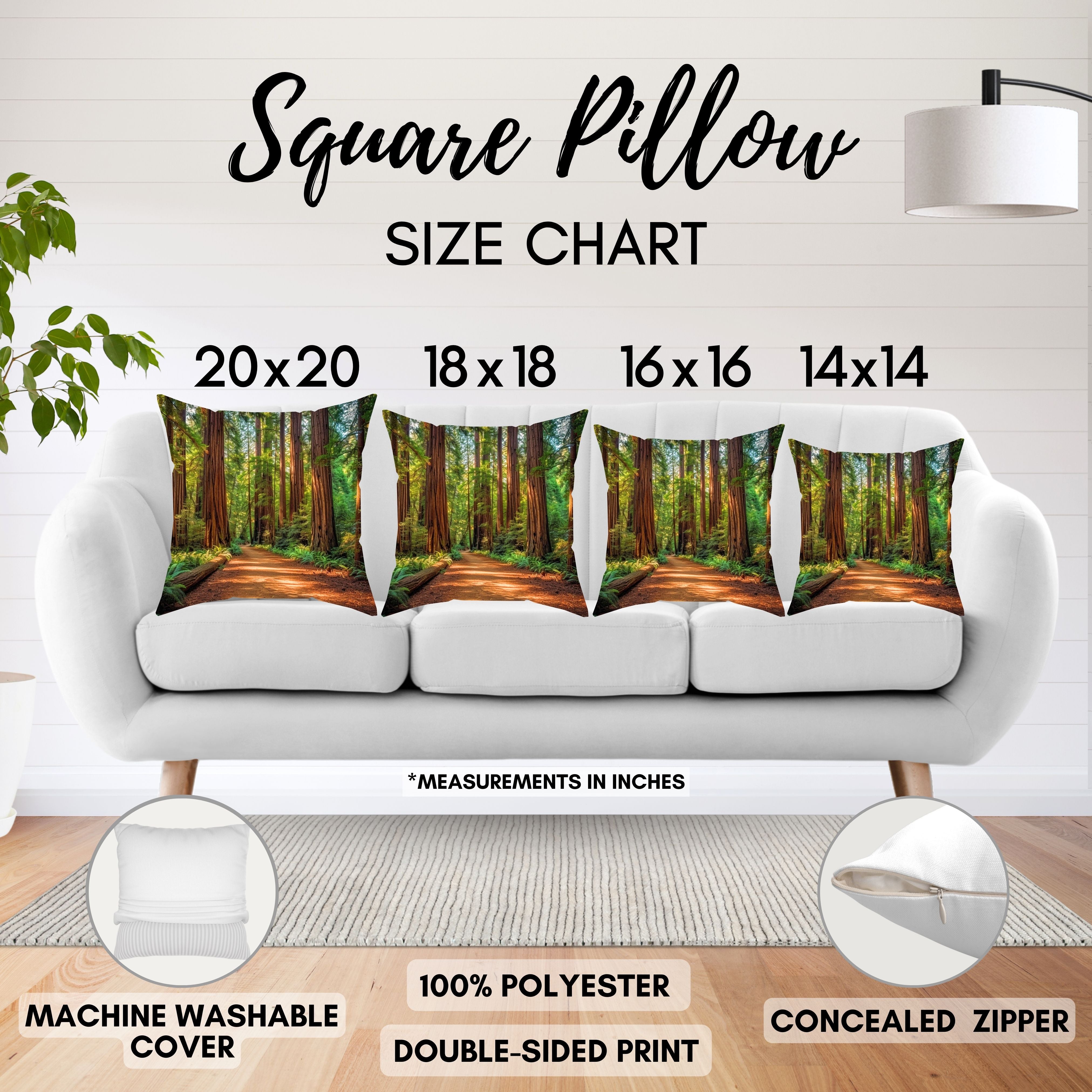 Redwood Trees Decorative Throw Pillows, Design Front & Back