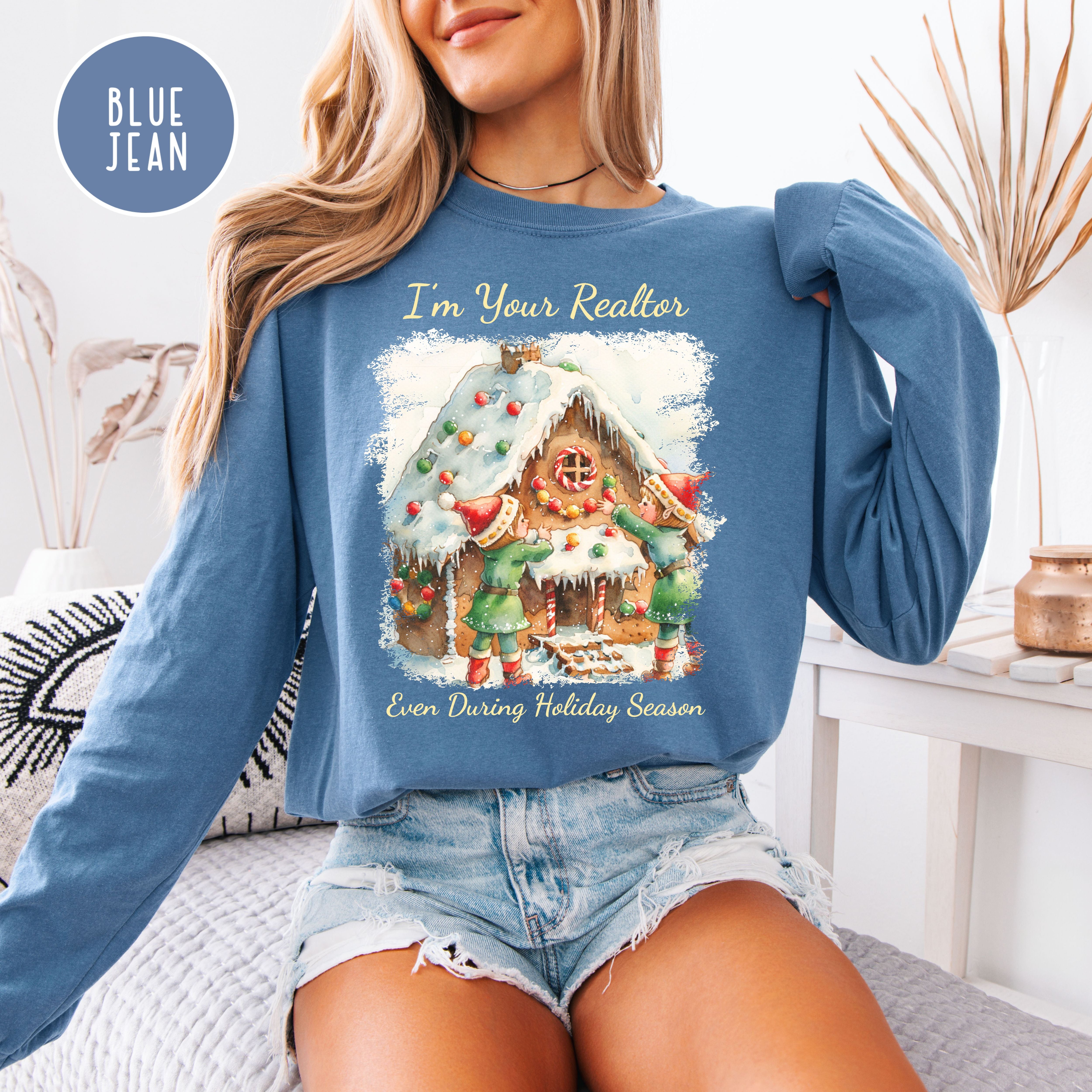 Real Estate Agent Unisex Christmas Comfort Colors Long Sleeve Tee
