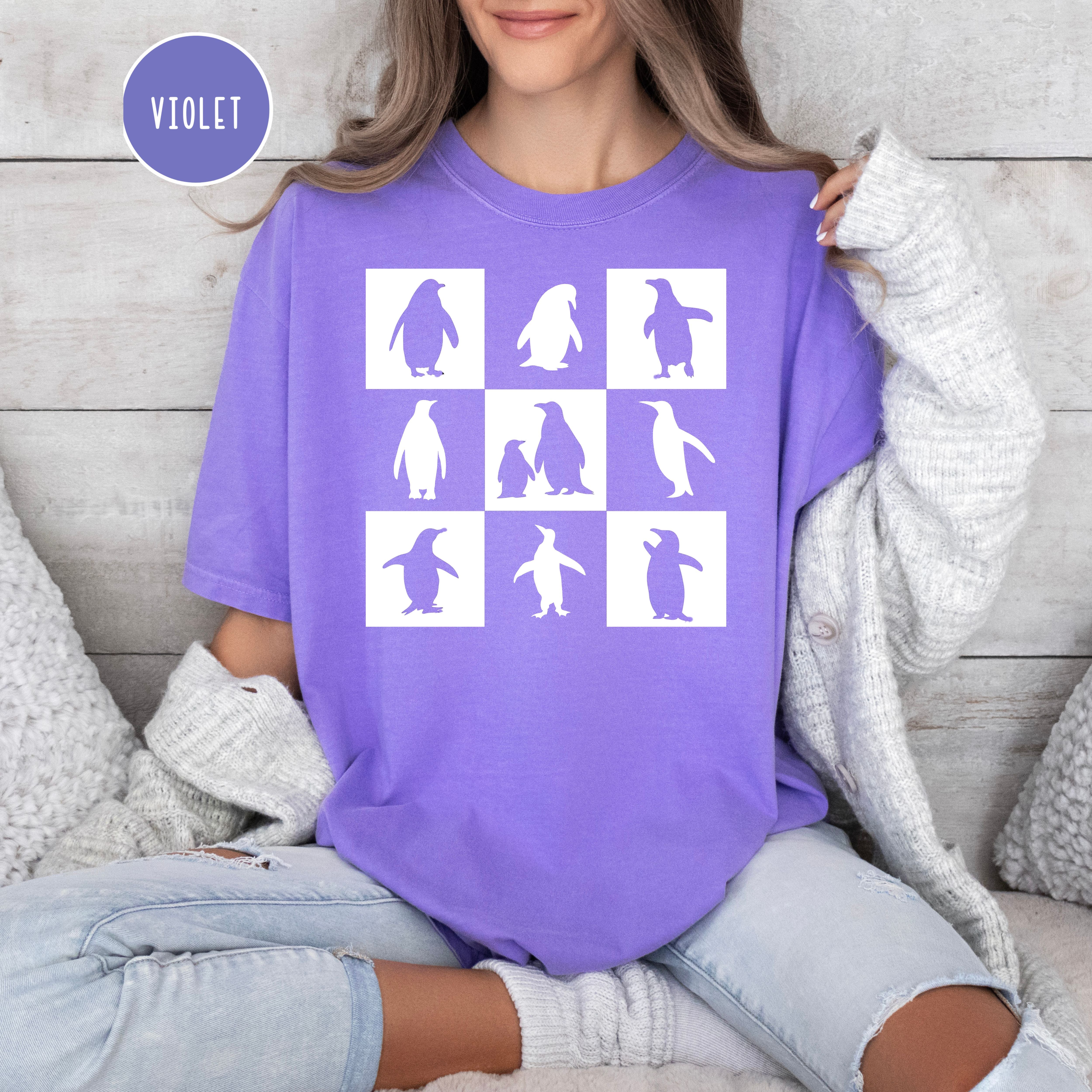 Penguin Lover Checkerboard Comfort Colors® Tee