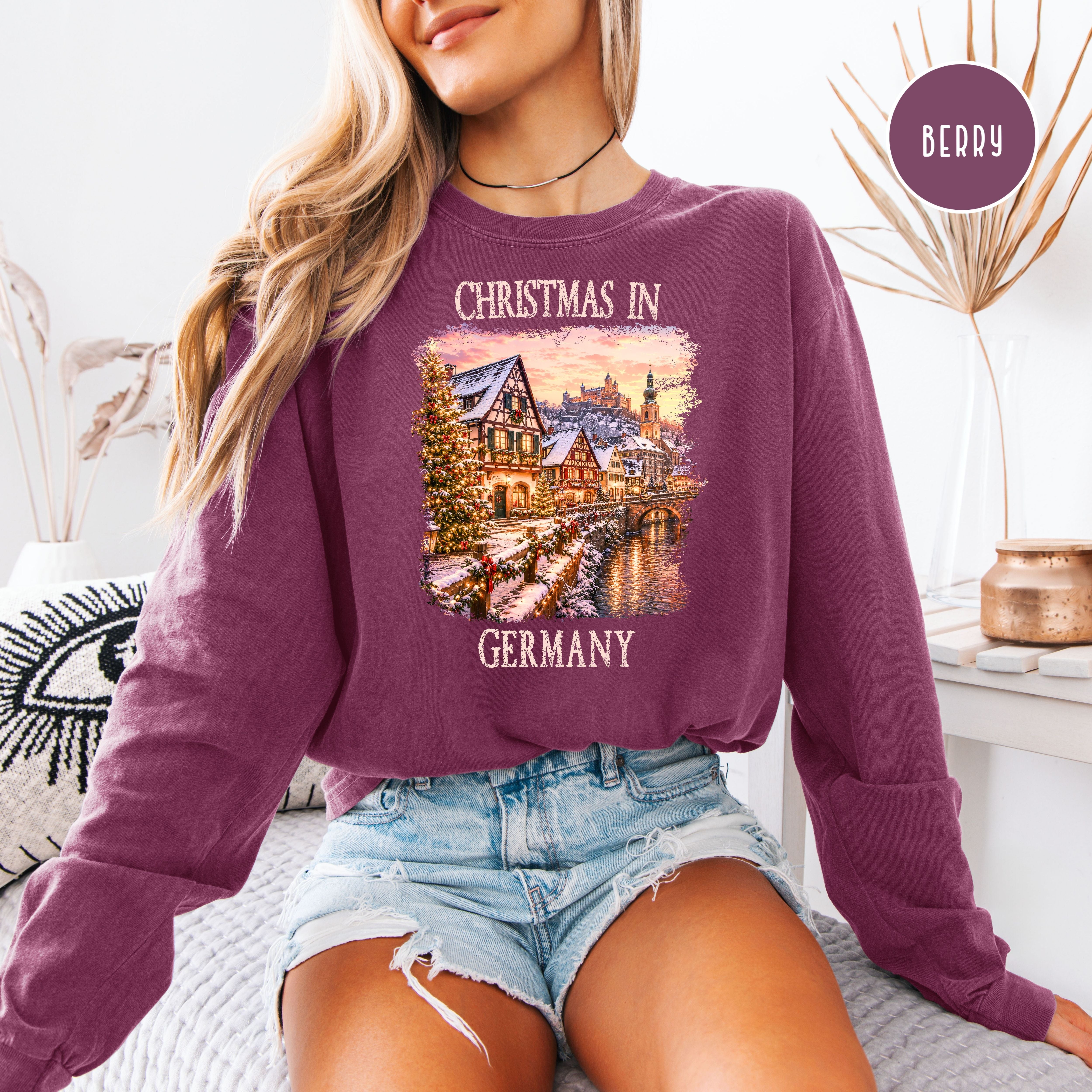 Christmas In Germany Long Sleeve Comfort Color Christmas Gift Shirt, Germany Vacation Long Sleeve T-Shirt, Germany Christmas Gift Shirt