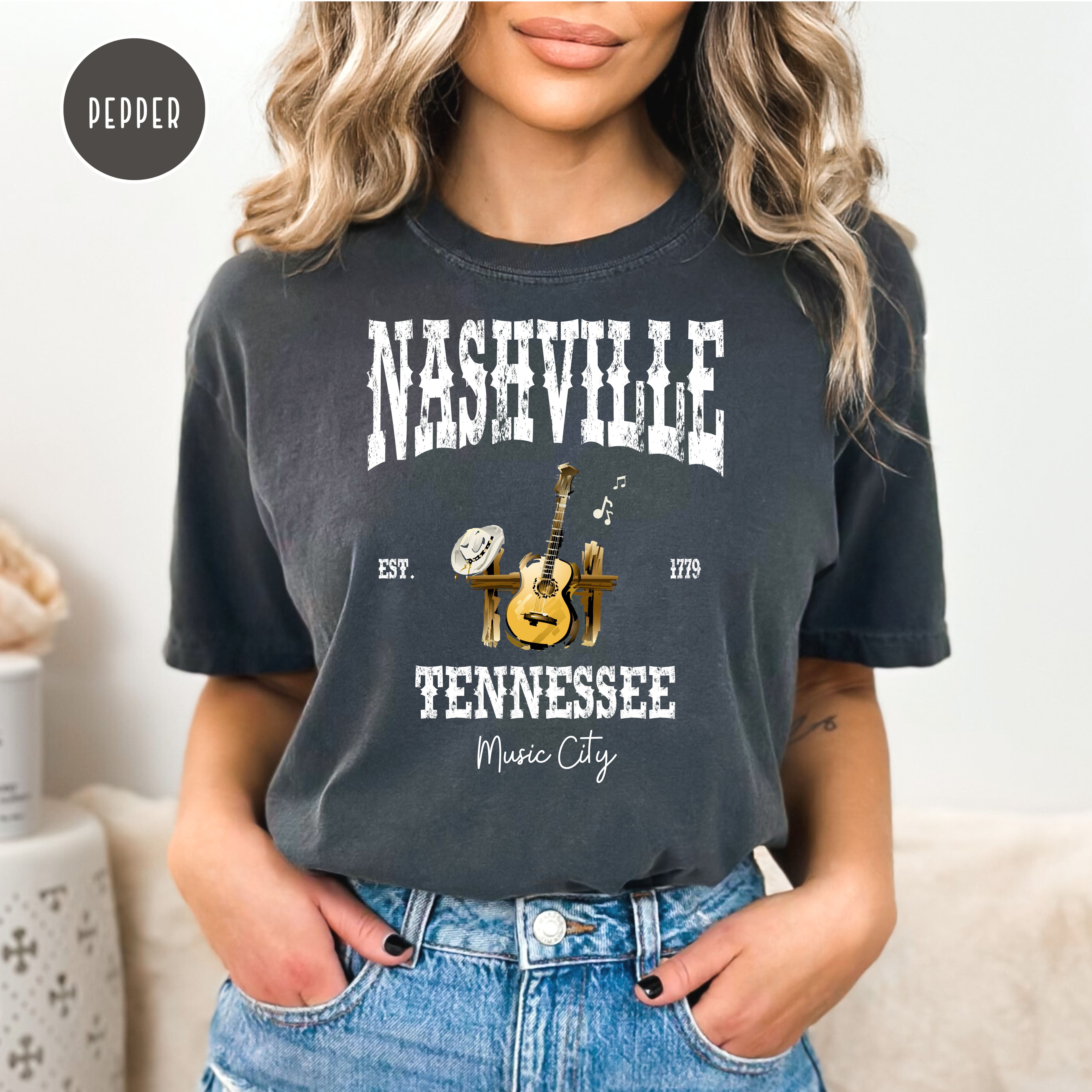Nashville Tennessee Music City Grunge Style Comfort Colors® Tee