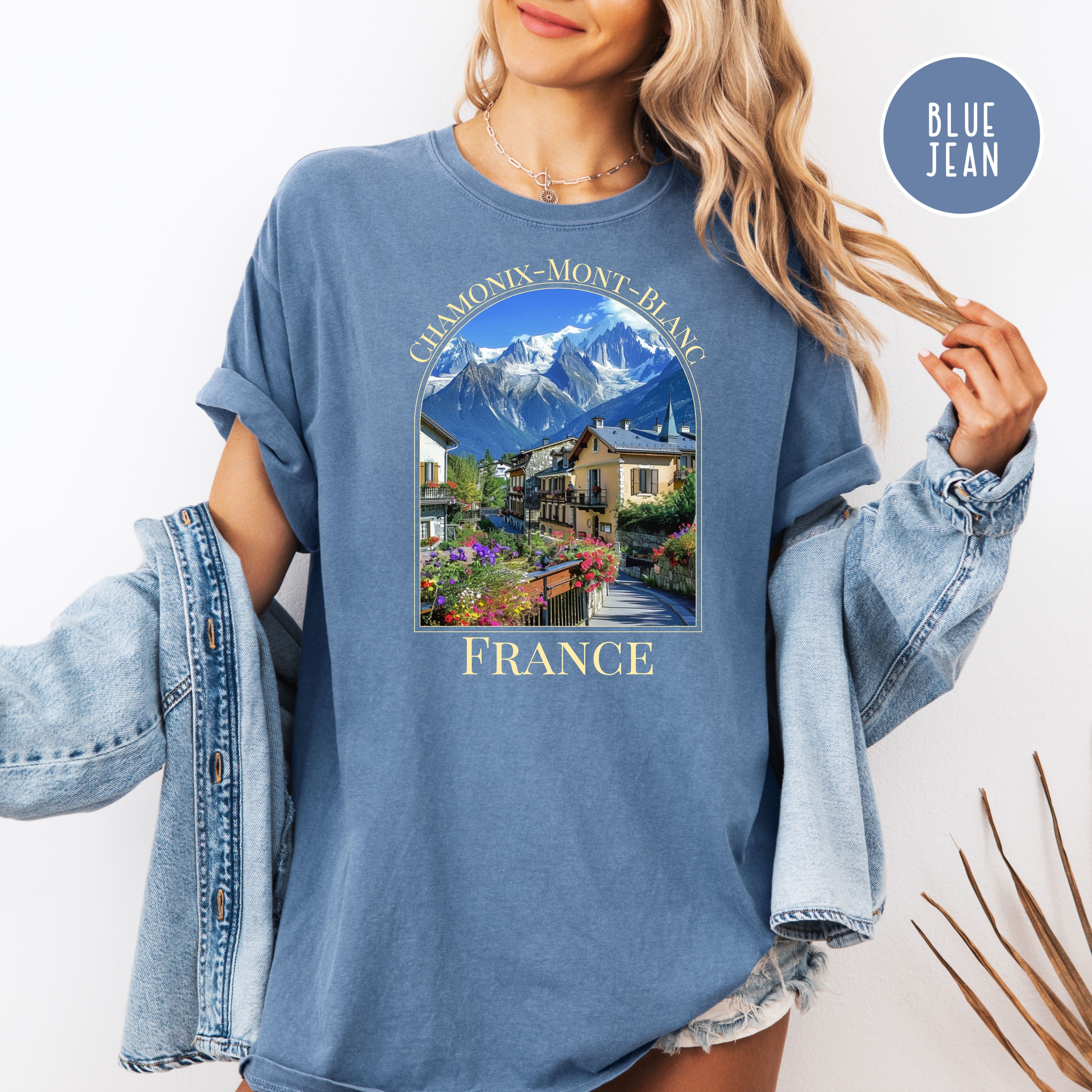 Chamonix-Mont Blanc Comfort Colors Tee Shirt, French Alpine Village Chamonix