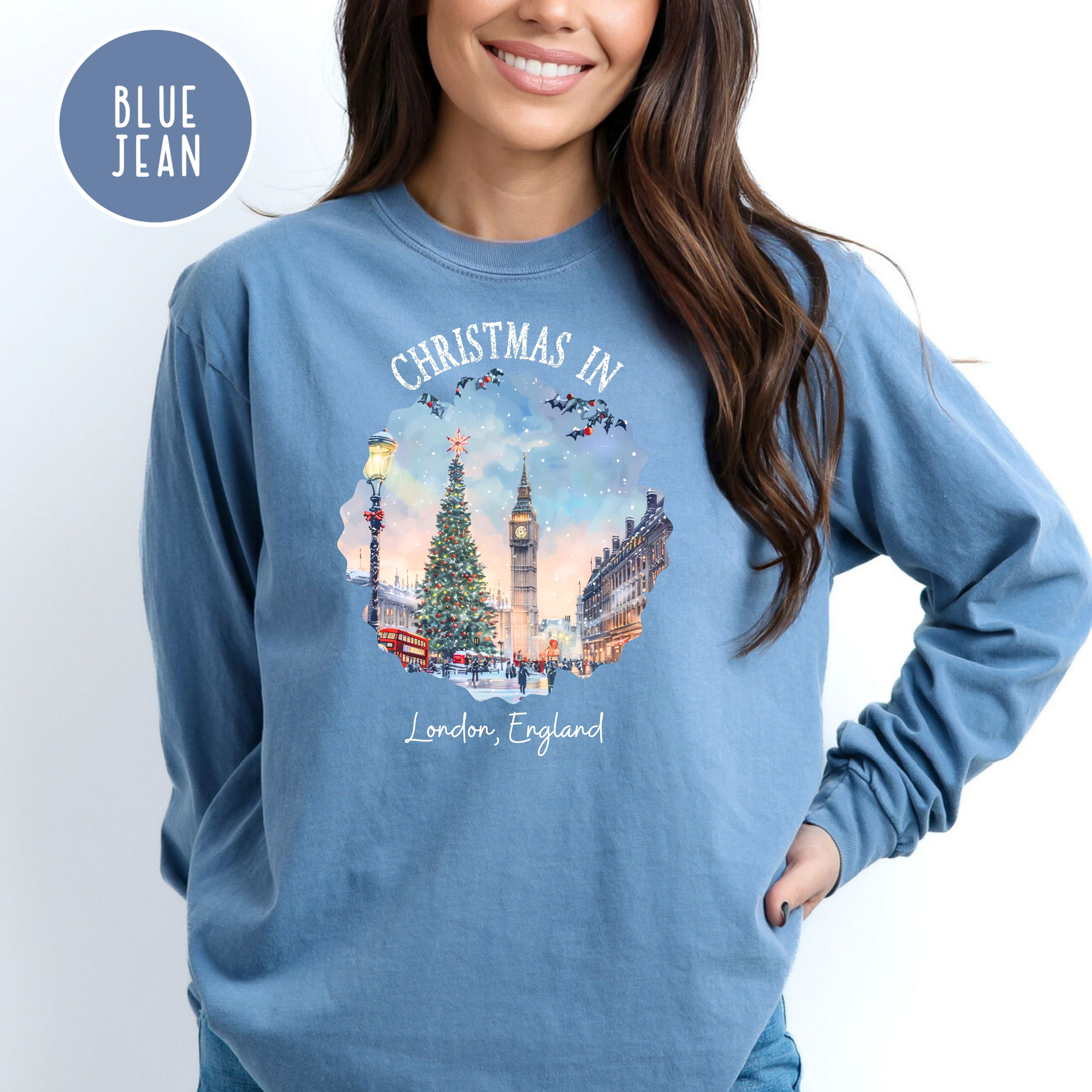 Christmas in London Comfort Colors® Long Sleeve Tee