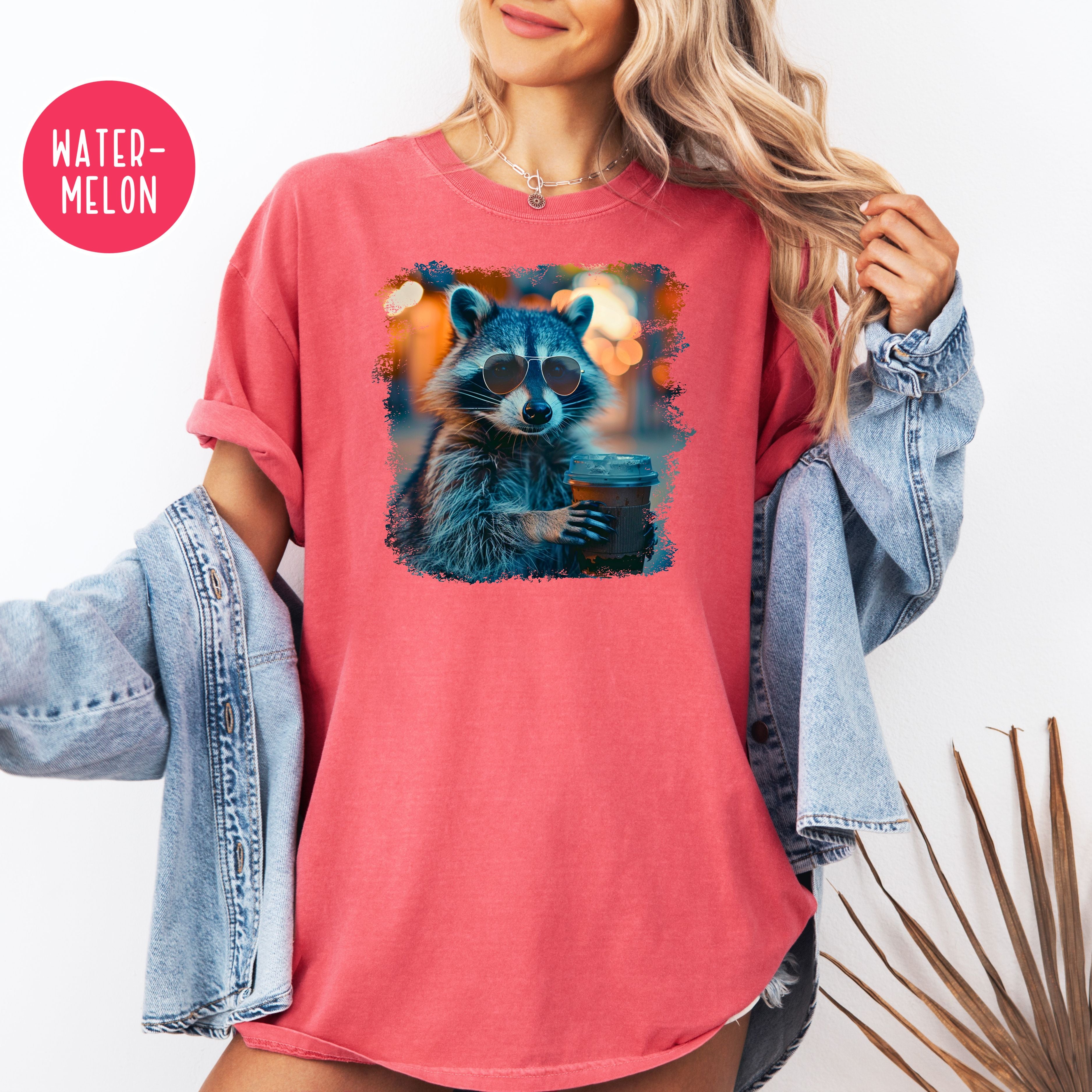 Raccoon Sun Glasses Drinking Iced Tea Comfort Colors Raccoon Lover T-Shirt, Animal Meme Shirt, Cute Raccoon Shirt, Funny Raccoon Lover Tee
