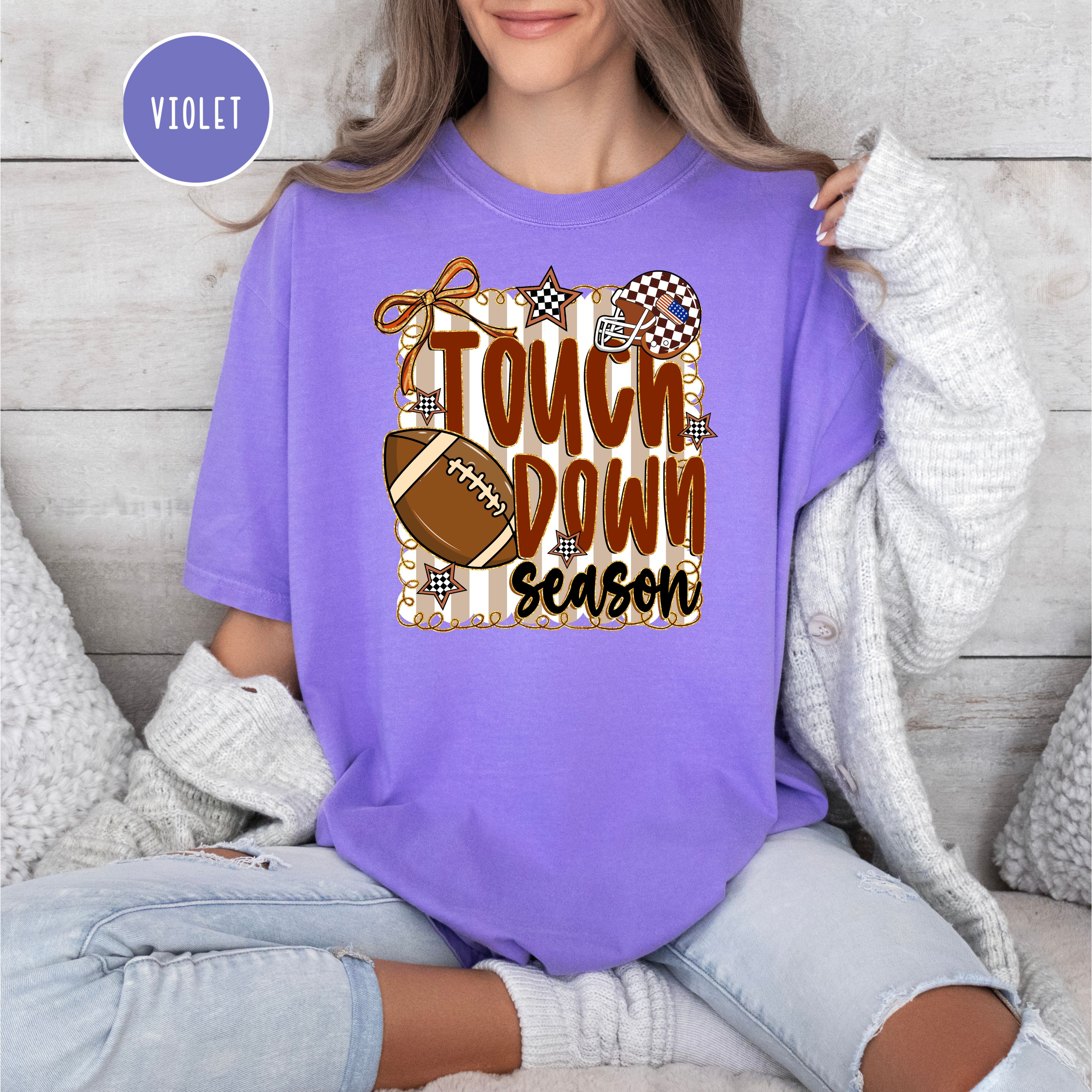Touch Down Season Comfort Colors Football Game Day Shirt