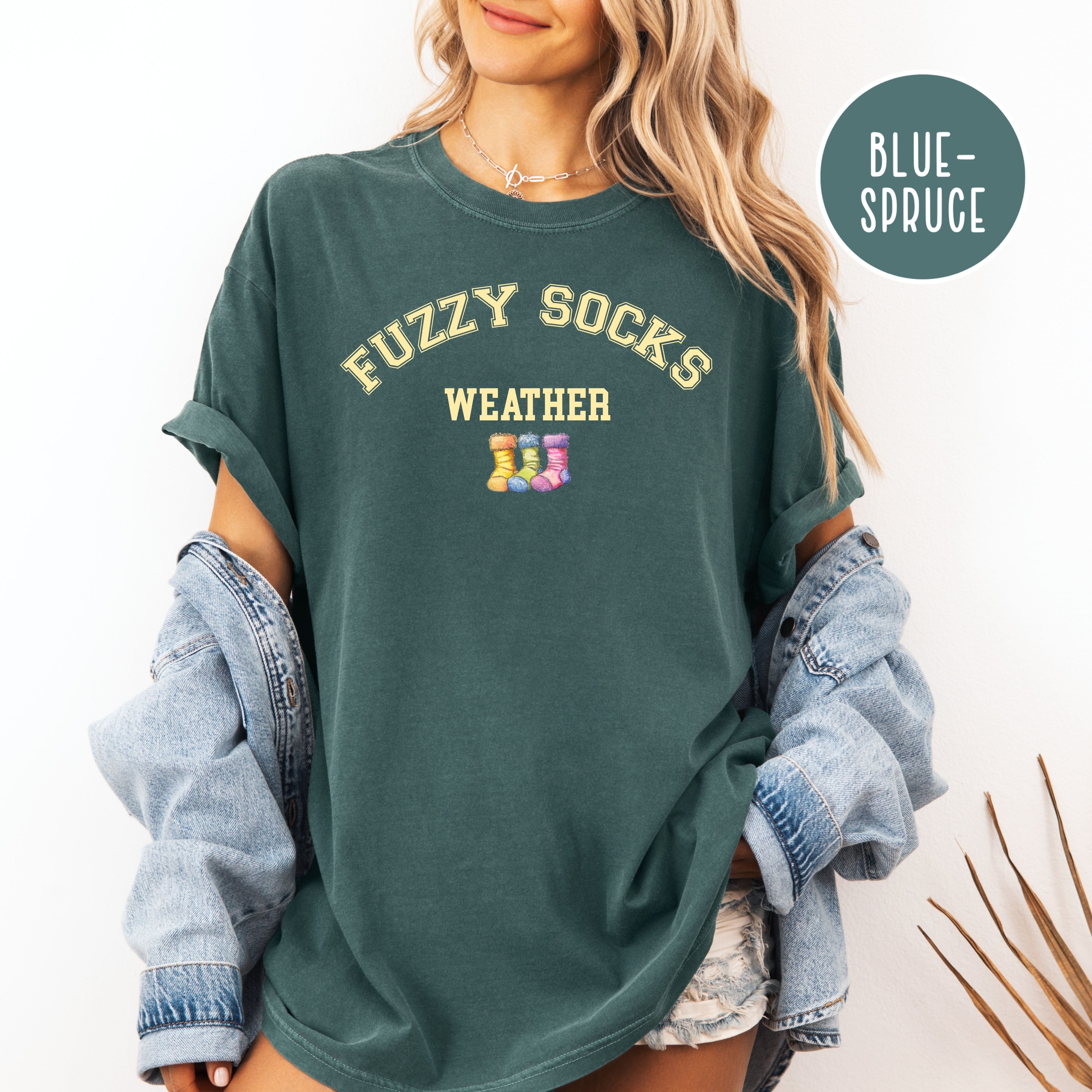 Fuzzy Socks Weather Comfort Colors Autumn Lover Gift Shirt